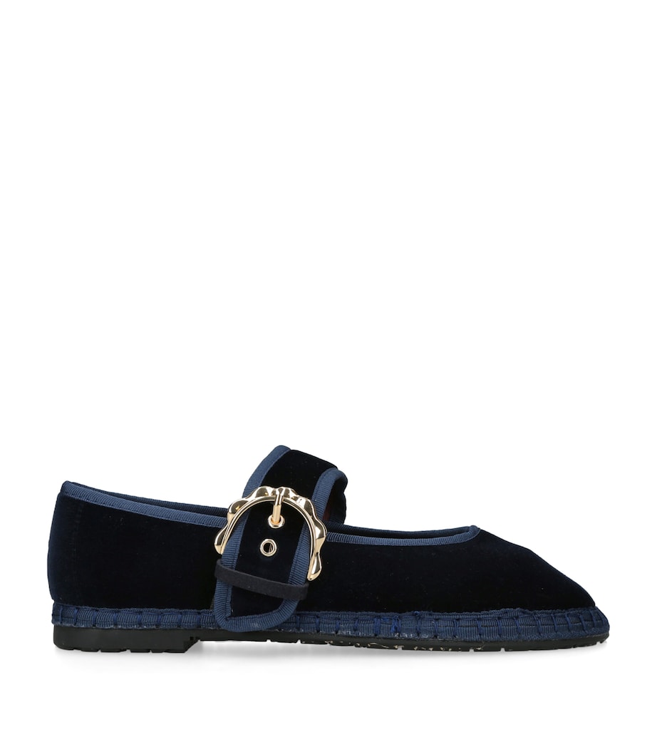 Flabelus Velvet Sophie Mary Janes Blue/dark Image 1