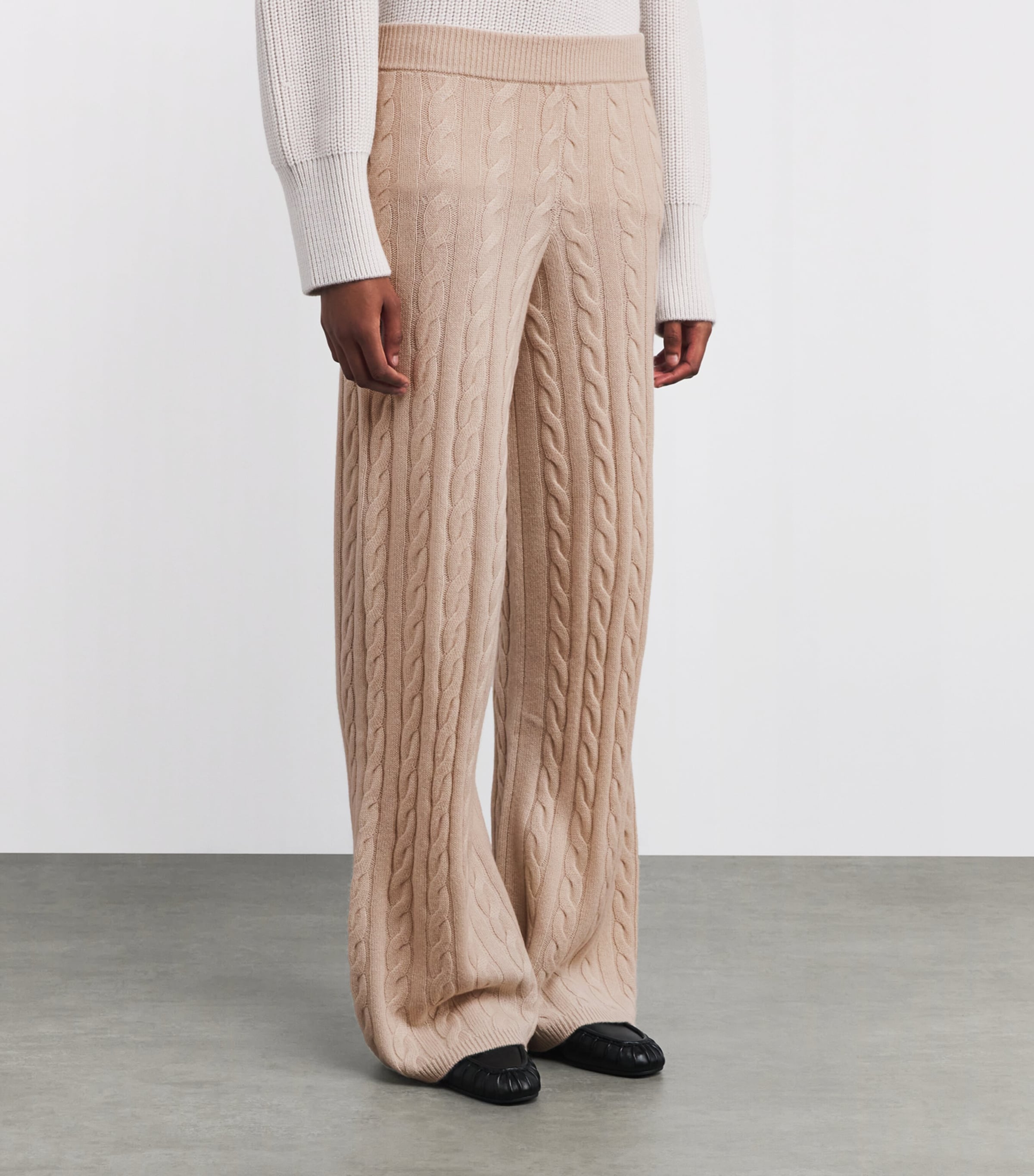 Cashmere Cable-Knit Sweatpants CHALK Image 3