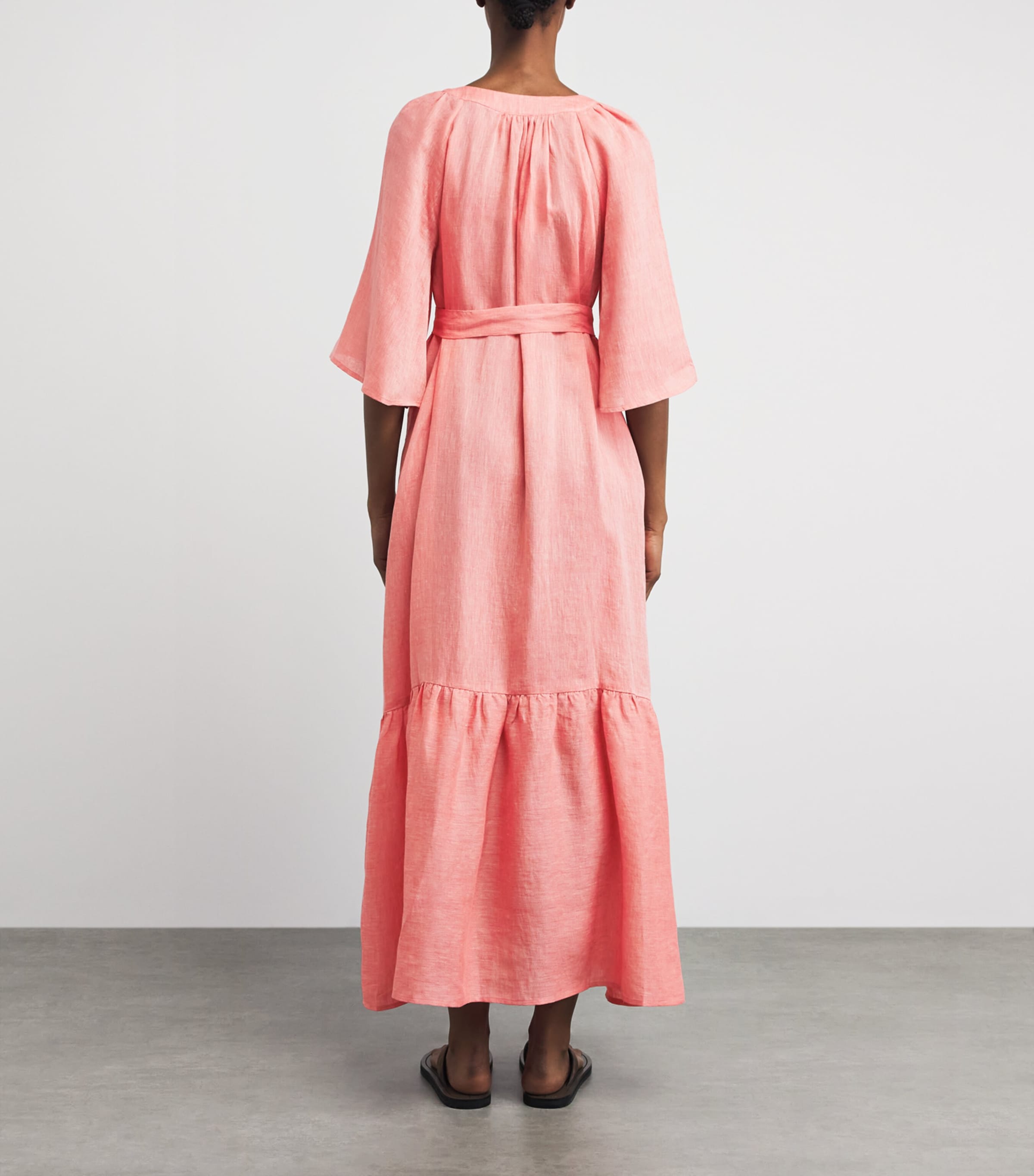 Eres Womens Linen Audacieuse Wrap Midi Dress Gourmand Image 4