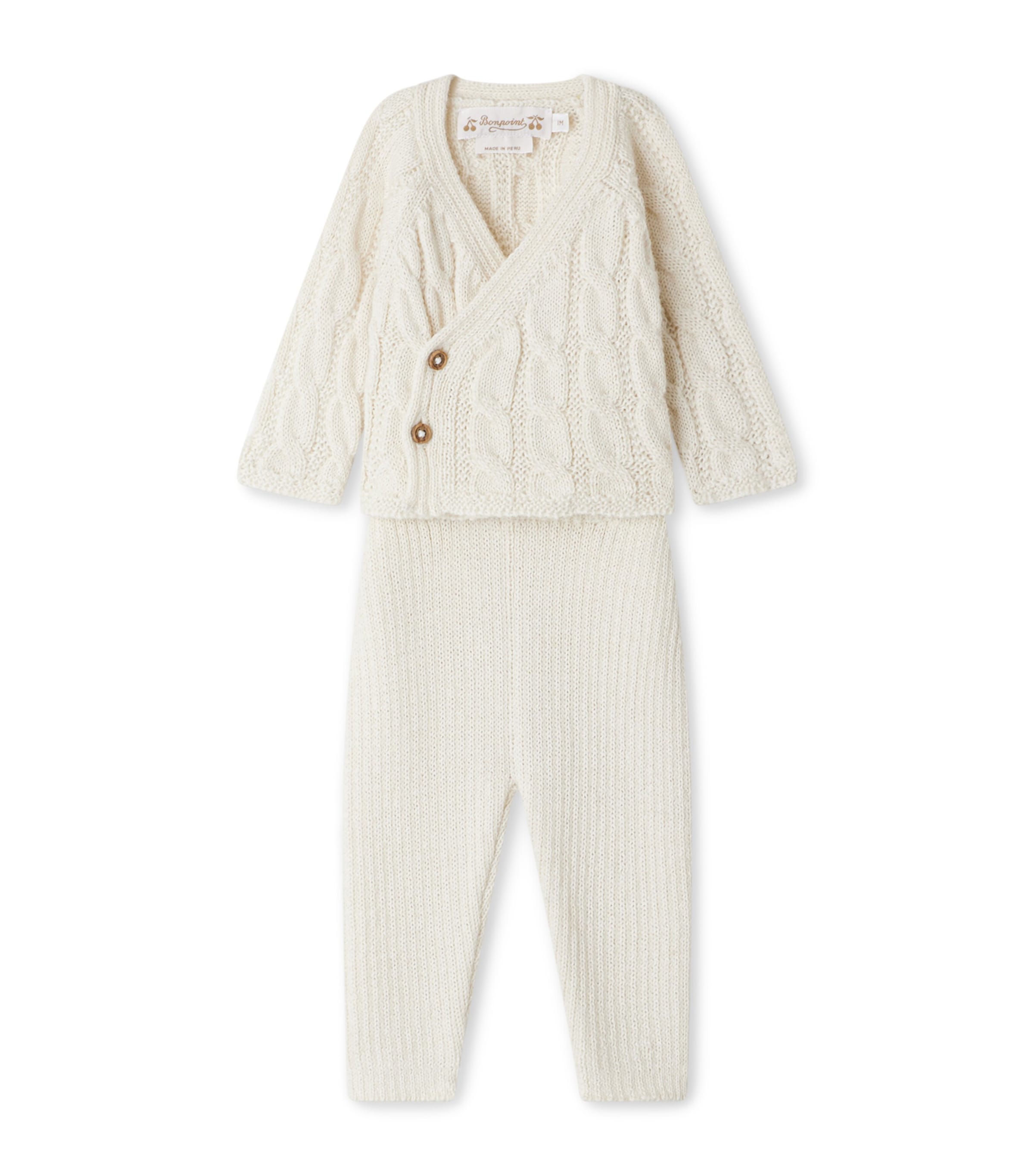 Bonpoint Kids' Alpaca Wool-blend Cardigan And Trousers Set In White