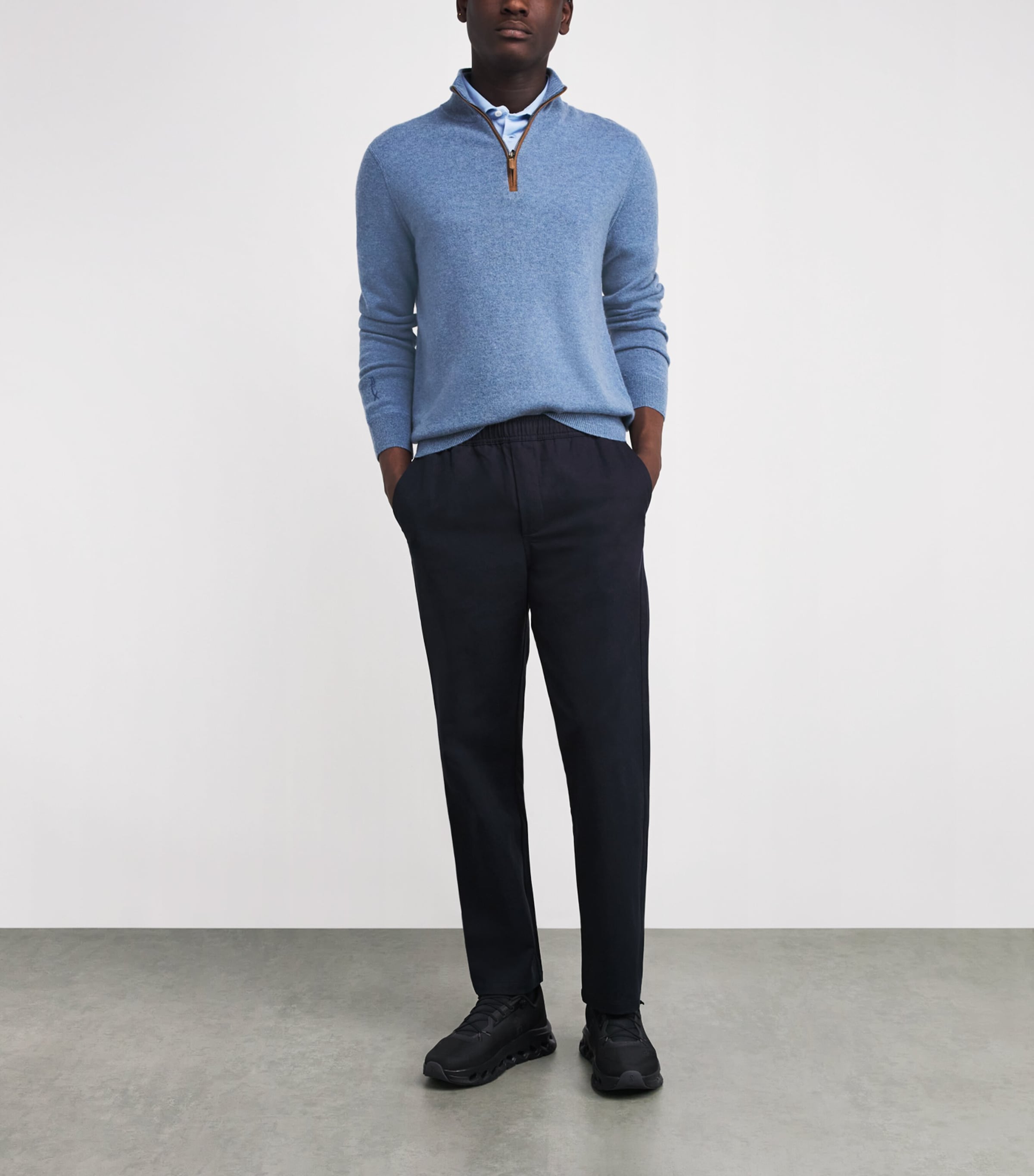 Cashmere Quarter-Zip Sweater MYSTIC BLUE HETR Image 2