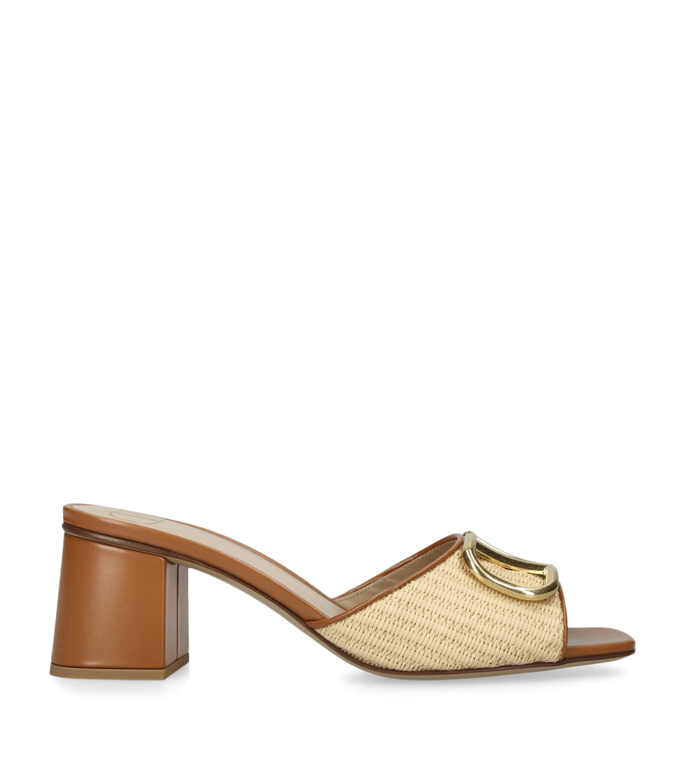 Valentino Garavani Raffia VLogo Mules 60 Beige Oth Image 1