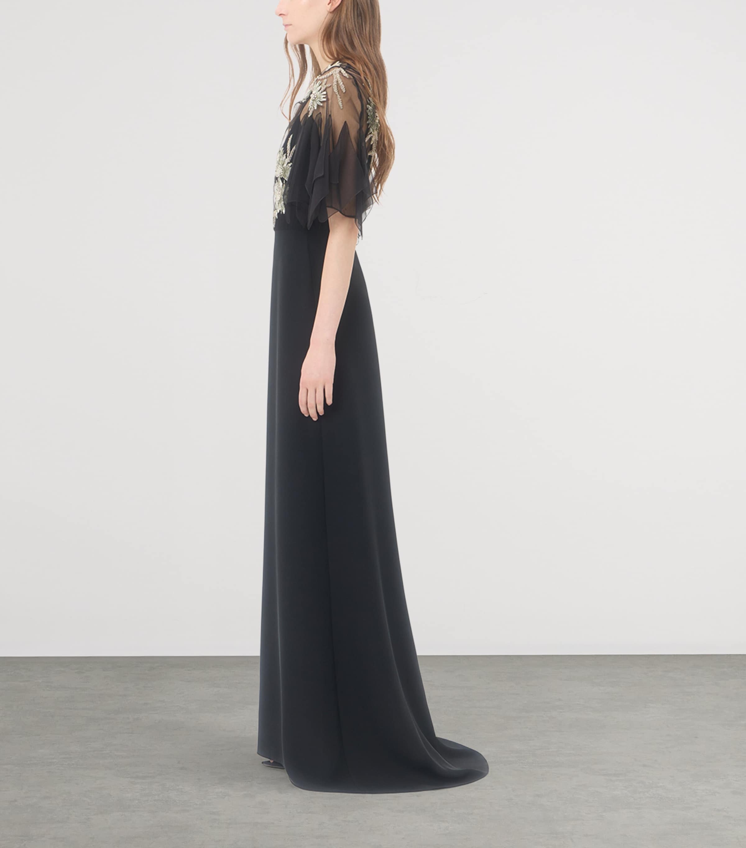 Valentino Womens Embellished Silk Cady Gown Nud Image 3