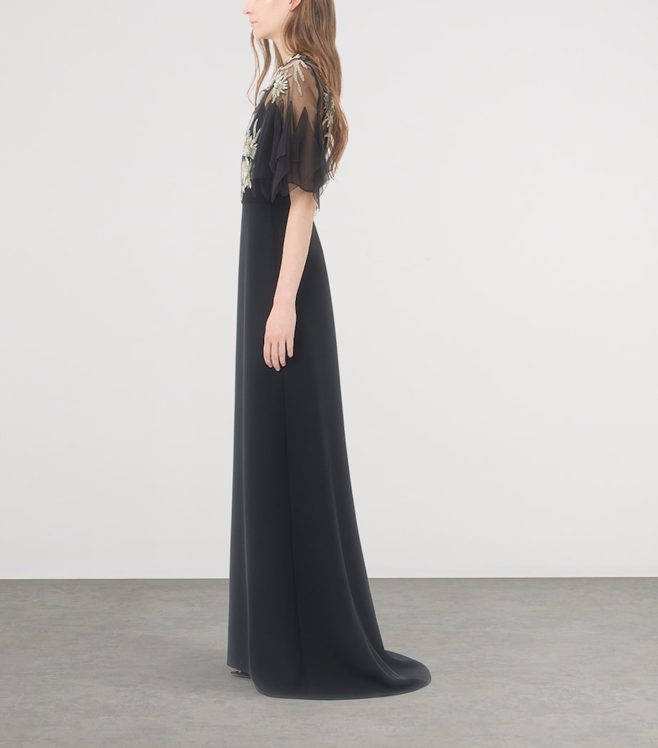 Valentino Womens Embellished Silk Cady Gown Nud Image 3