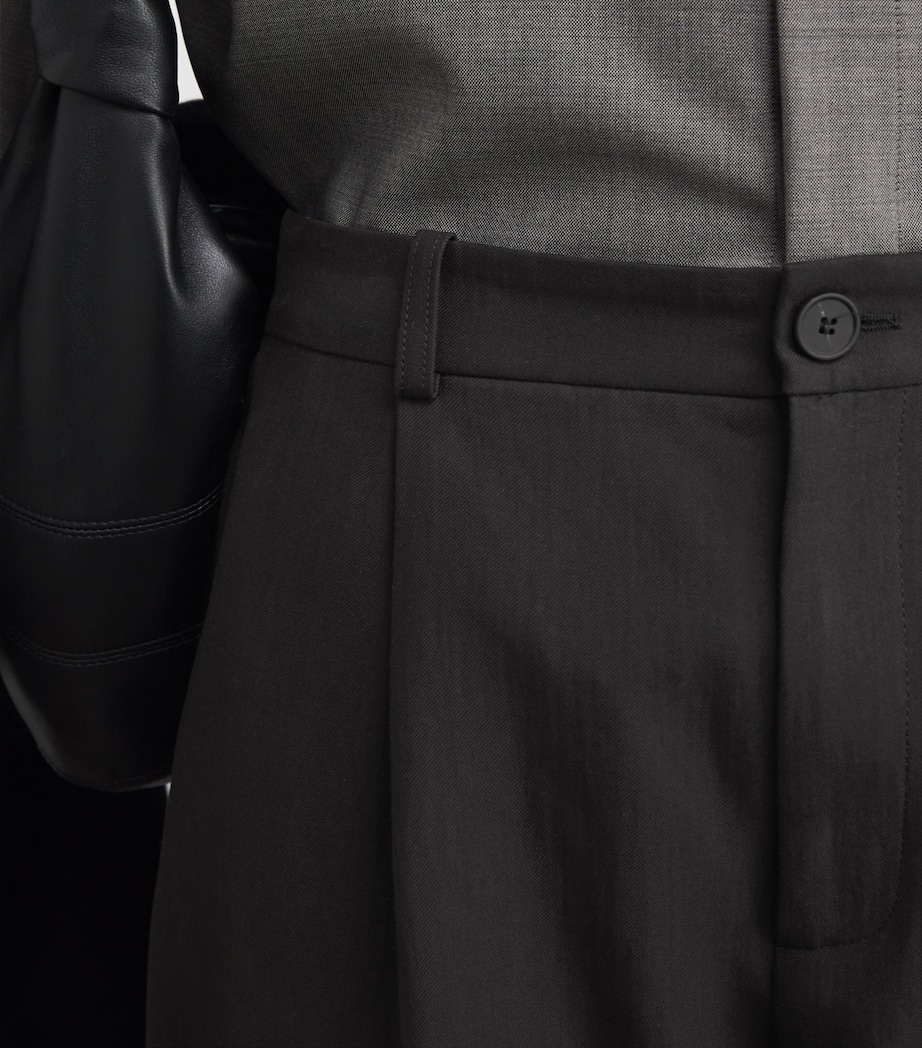 Cotton Pleated Trousers BLACK Image 6