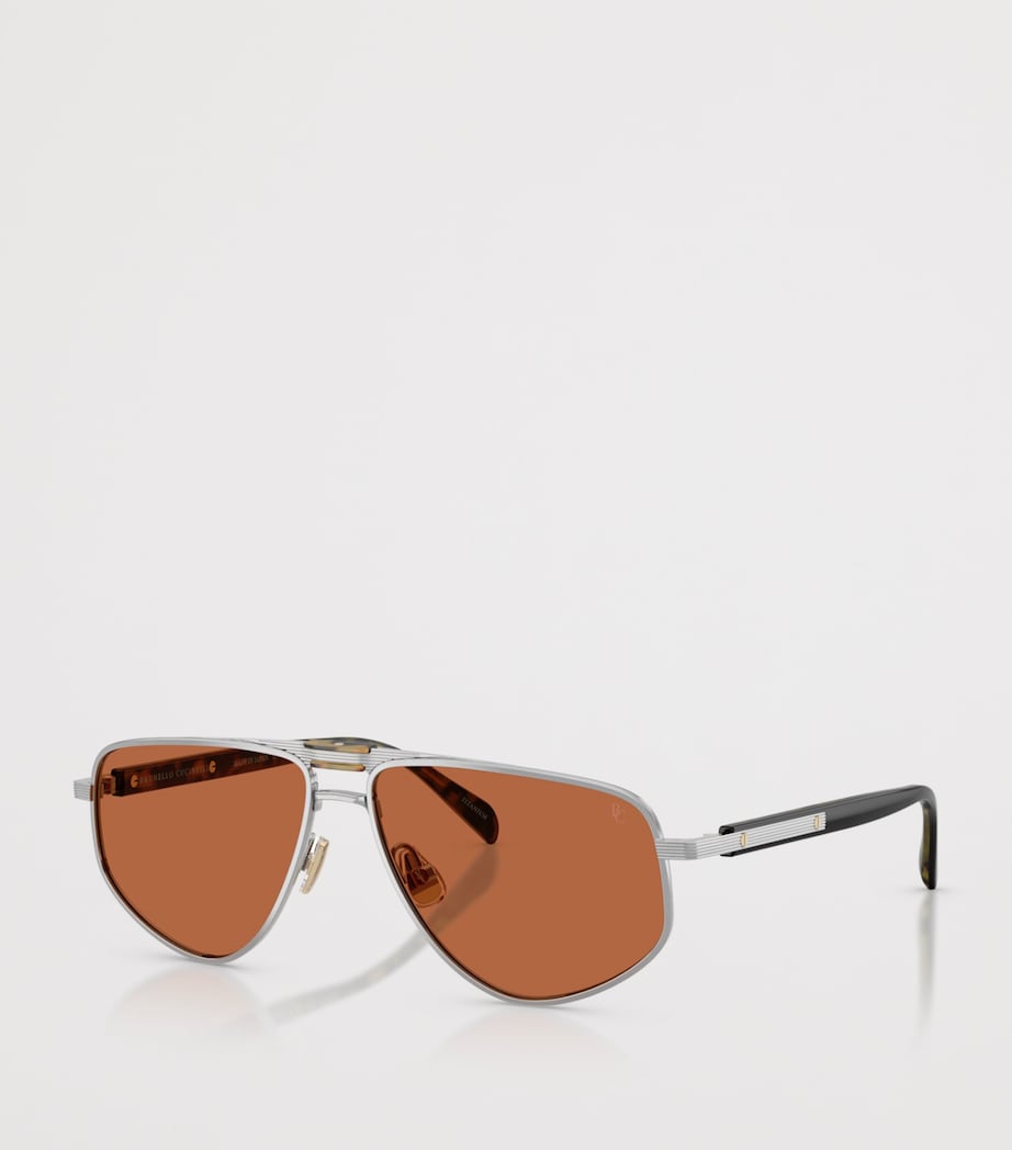 Brunello Cucinelli Titanium Dike Aviator Sunglasses Clear Image 2