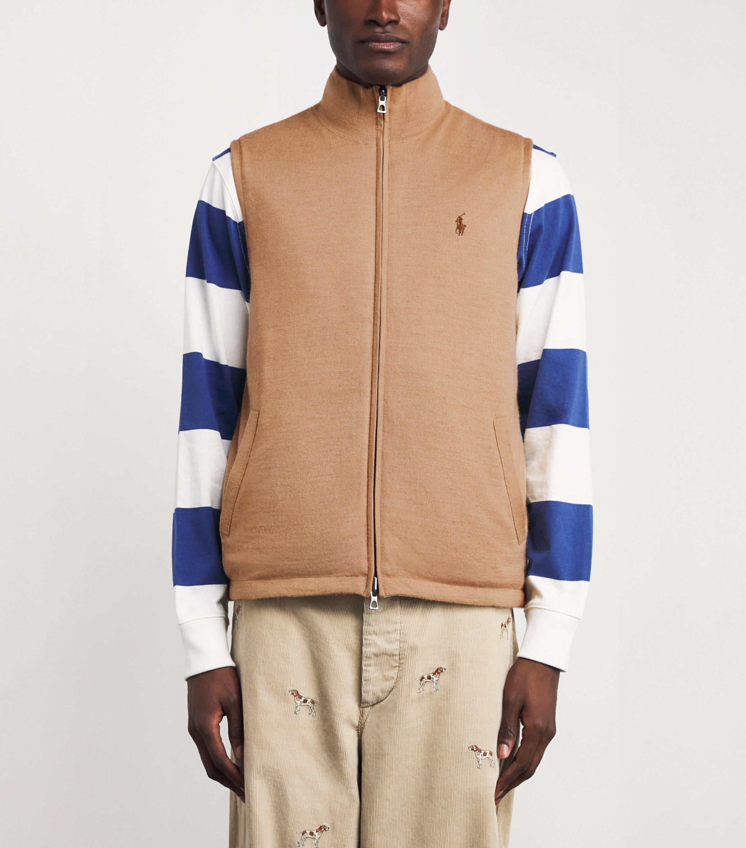 Polo Ralph Lauren Mens Reversible Polo Pony Gilet Camel Combo Image 4