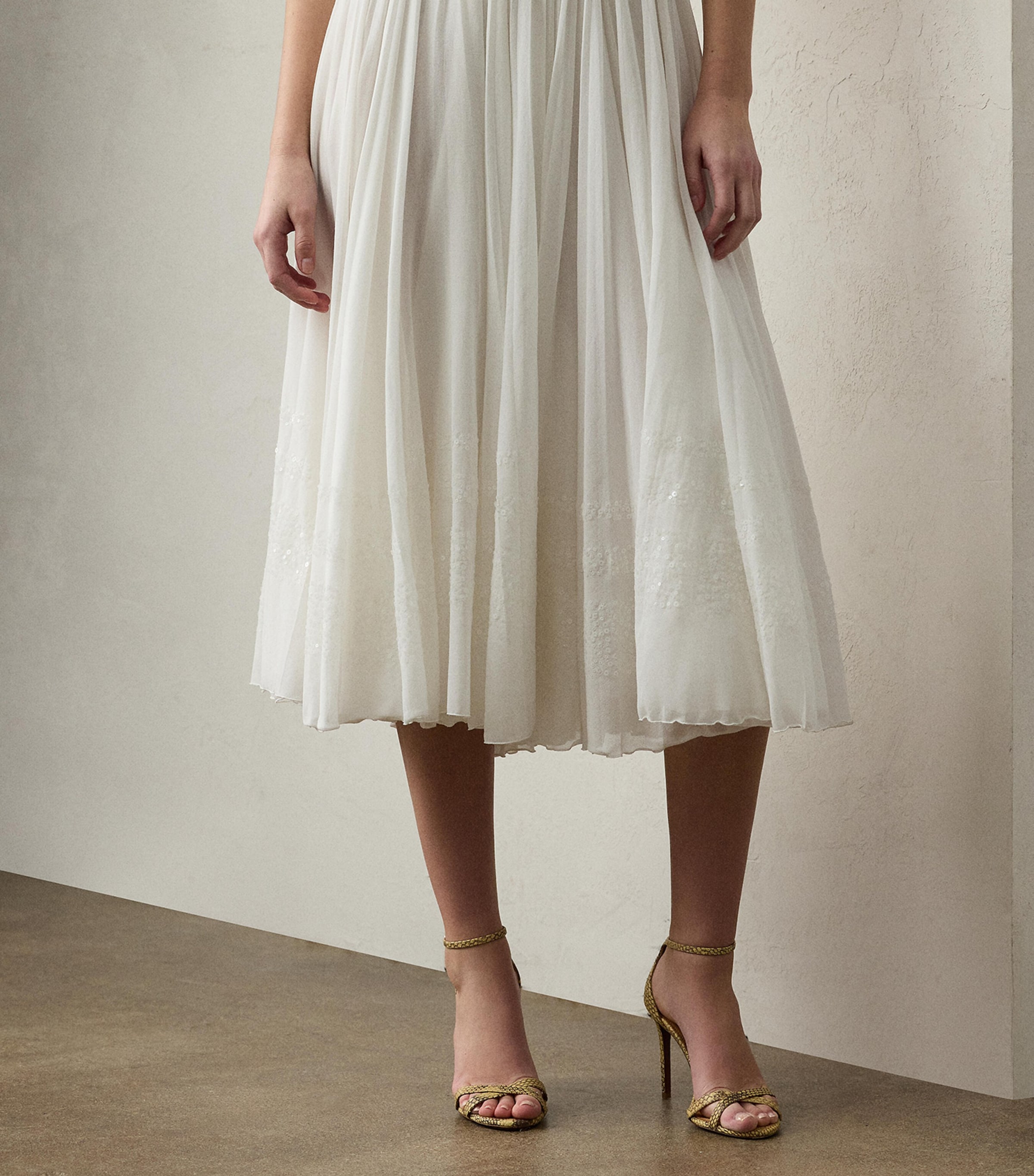 Cotton-Blend Trivelas Embellished Skirt WHITE Image 2