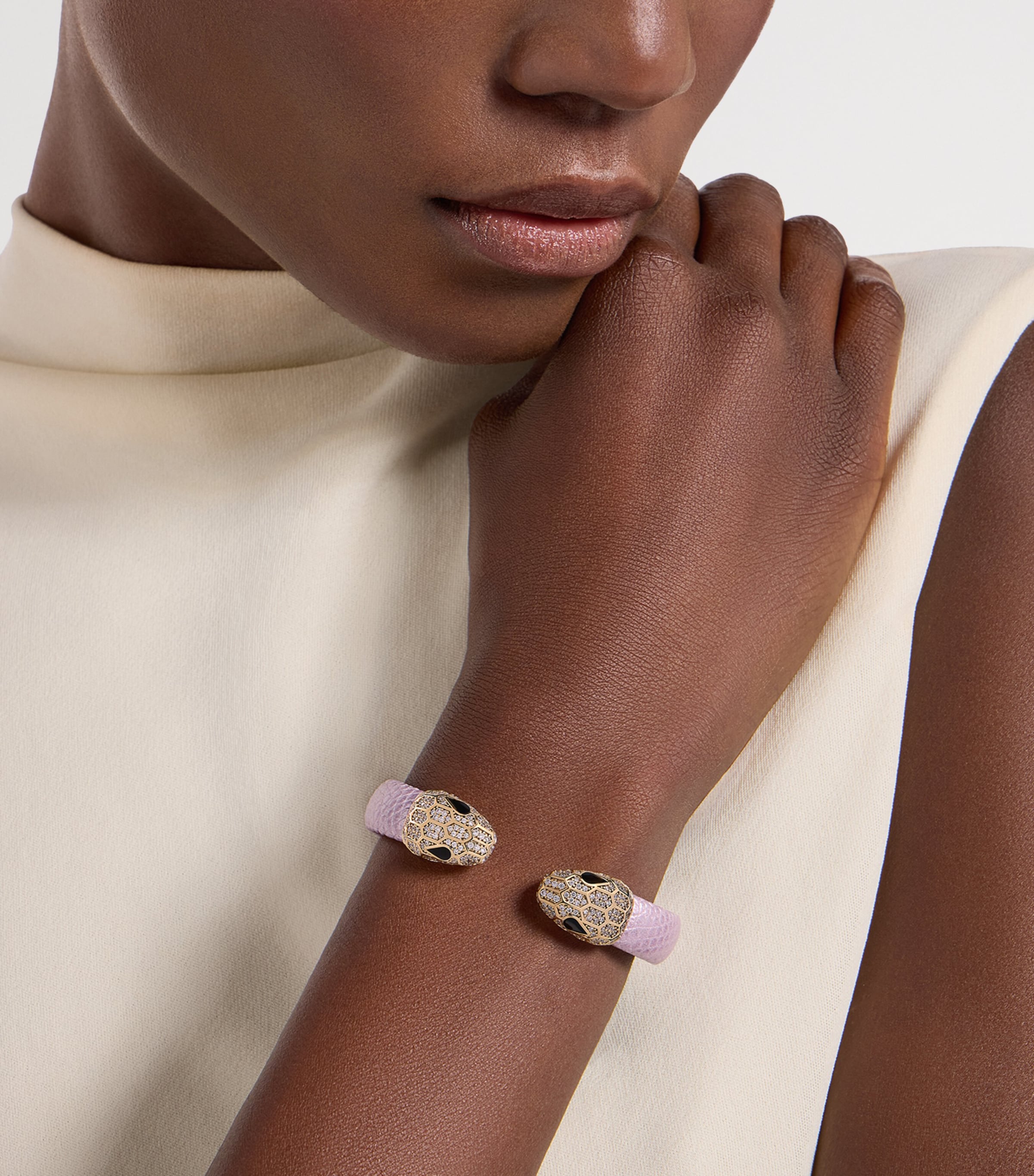 Bvlgari Leather Serpenti Forever Bangle Purple Image 3