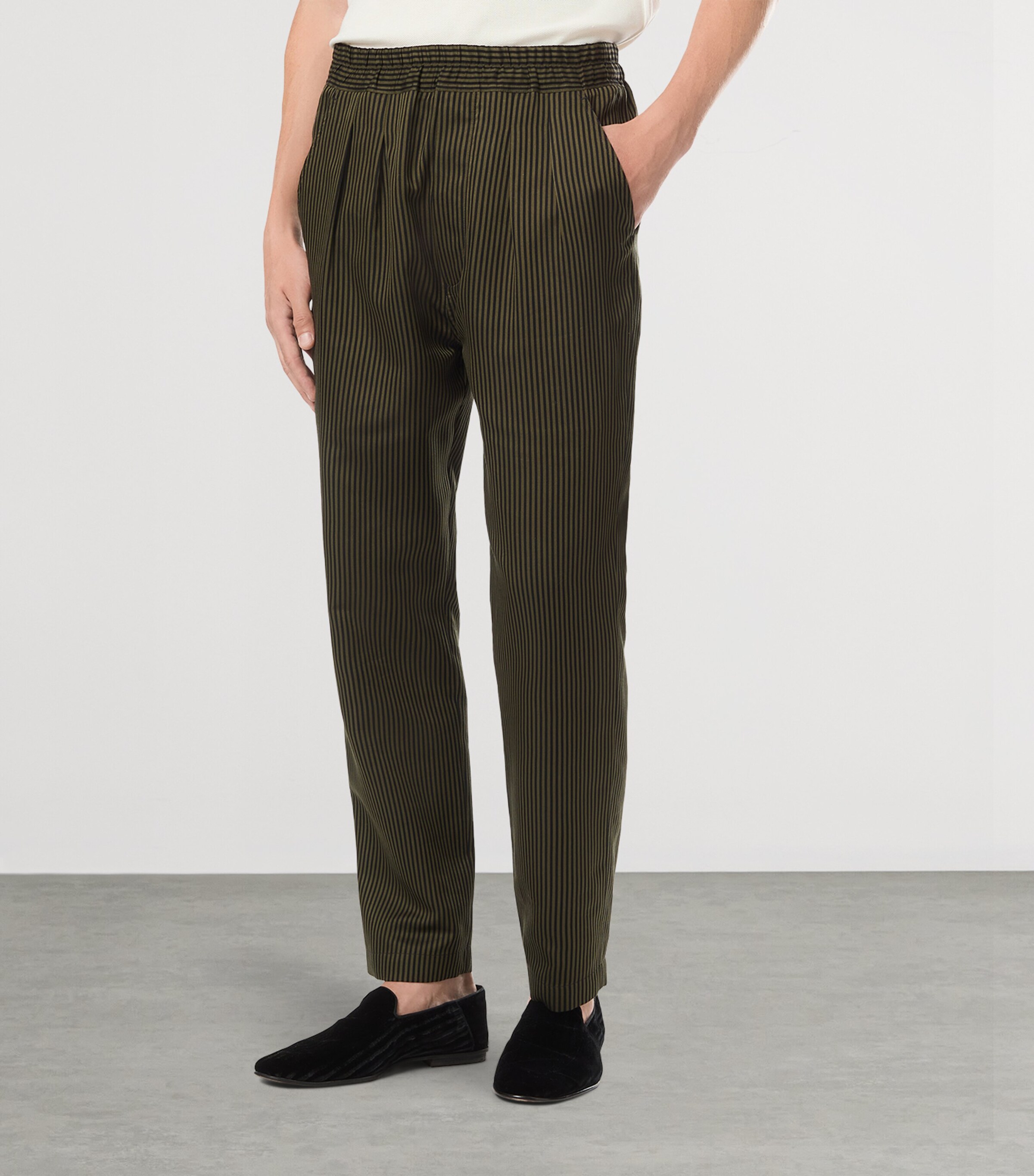 Cotton-Silk Stripe Tailored Trousers NNM Image 2