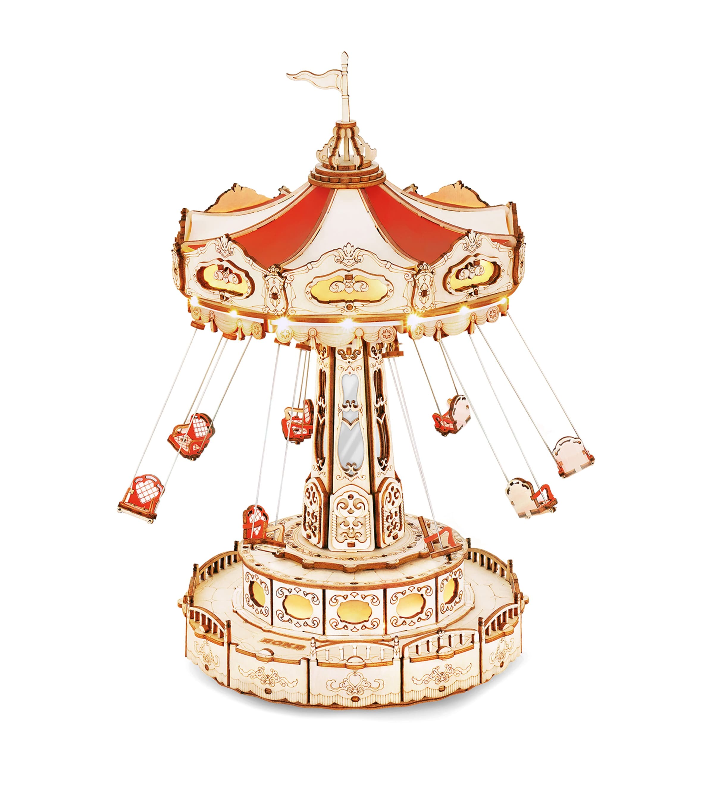 Robotime Musical Swing Ride Buildable Toy | Gifts | Gifts for Him | Gifts for Kids | Toys | Arts & Crafts | Building & Construction Toys | Wooden Toys