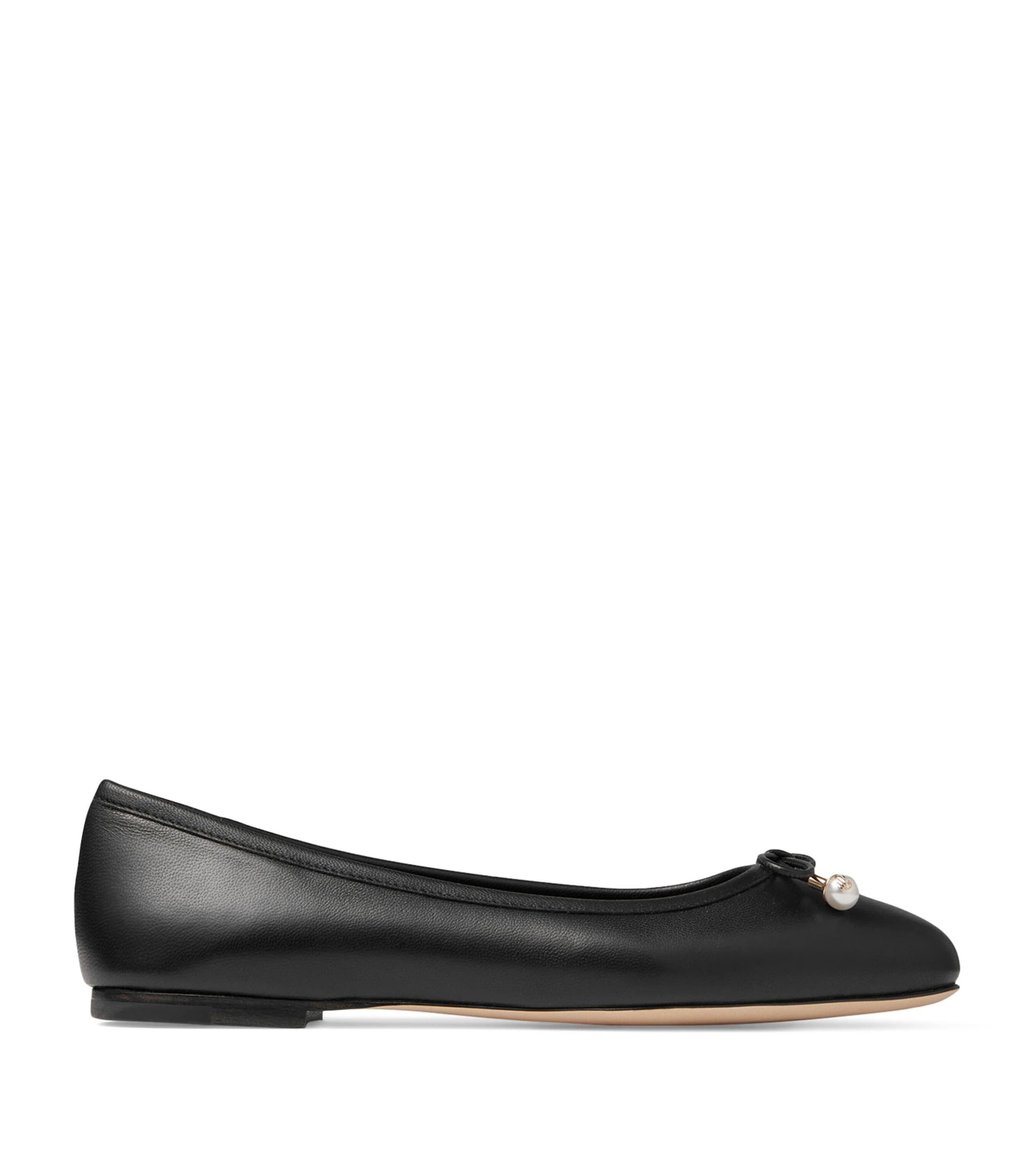 Shop Jimmy Choo Elme Lambskin Ballet Flats In Black