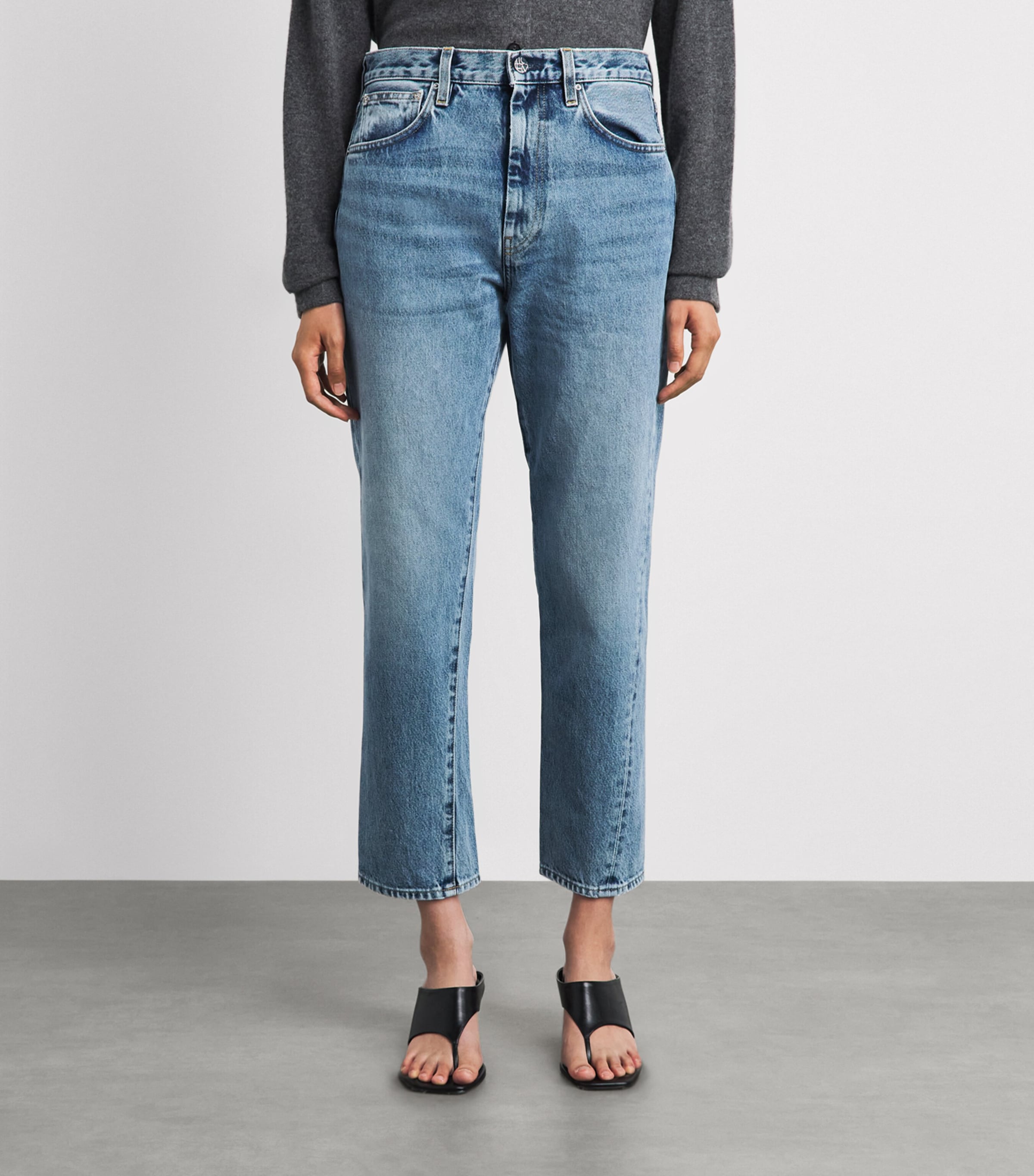 Toteme Womens Straight Ankle Jeans Worn Blue Image 4