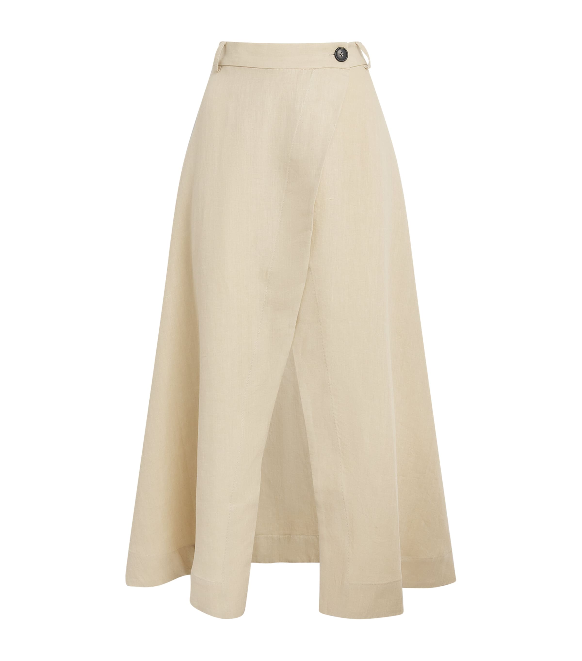 Le Kasha Womens Linen Raqi Crossover Midi Skirt Beige Image 1