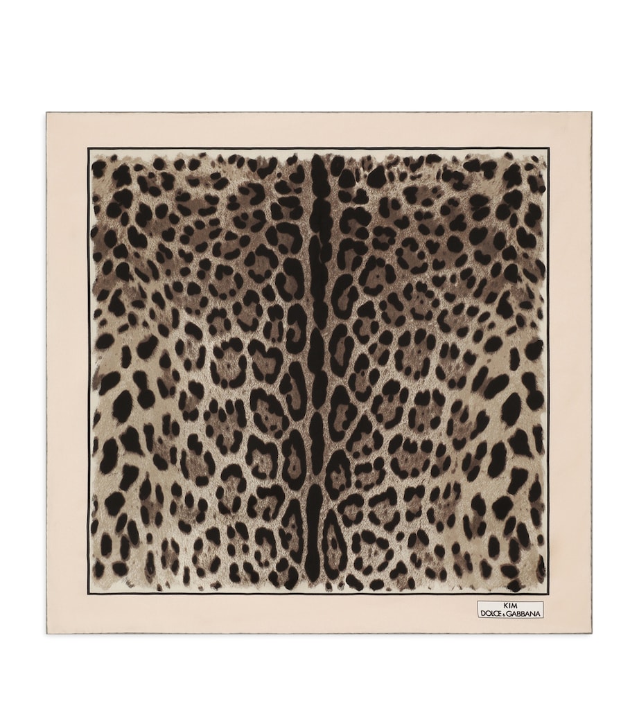 KIM DOLCE&GABBANA Leopard-Print Twill Scarf H213M-LEO BORDO NUDO Image 1