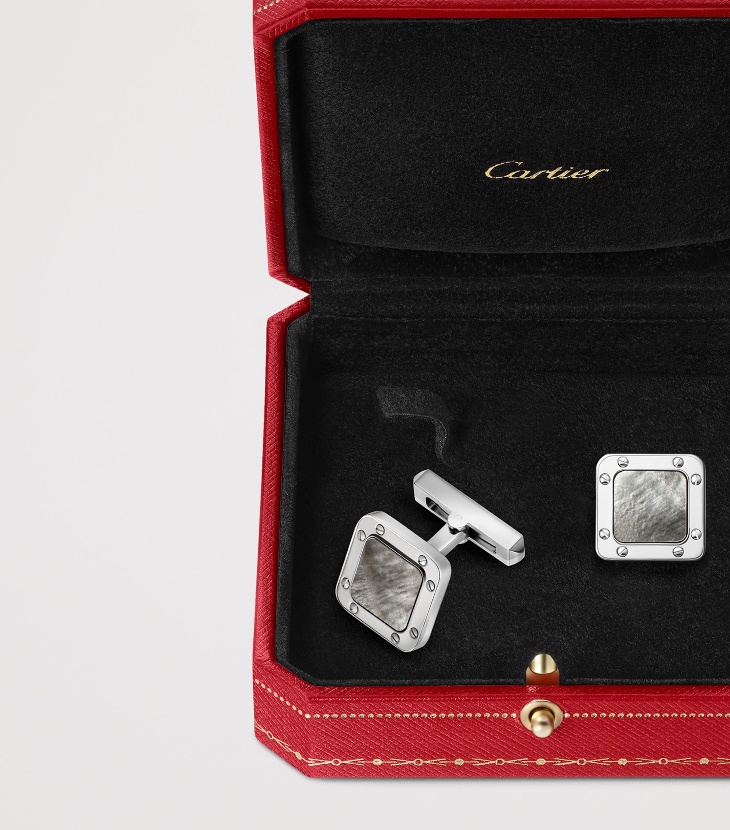 Cartier Sterling Silver and Mother-of-Pearl Santos de Cartier Cufflinks Silver Image 2