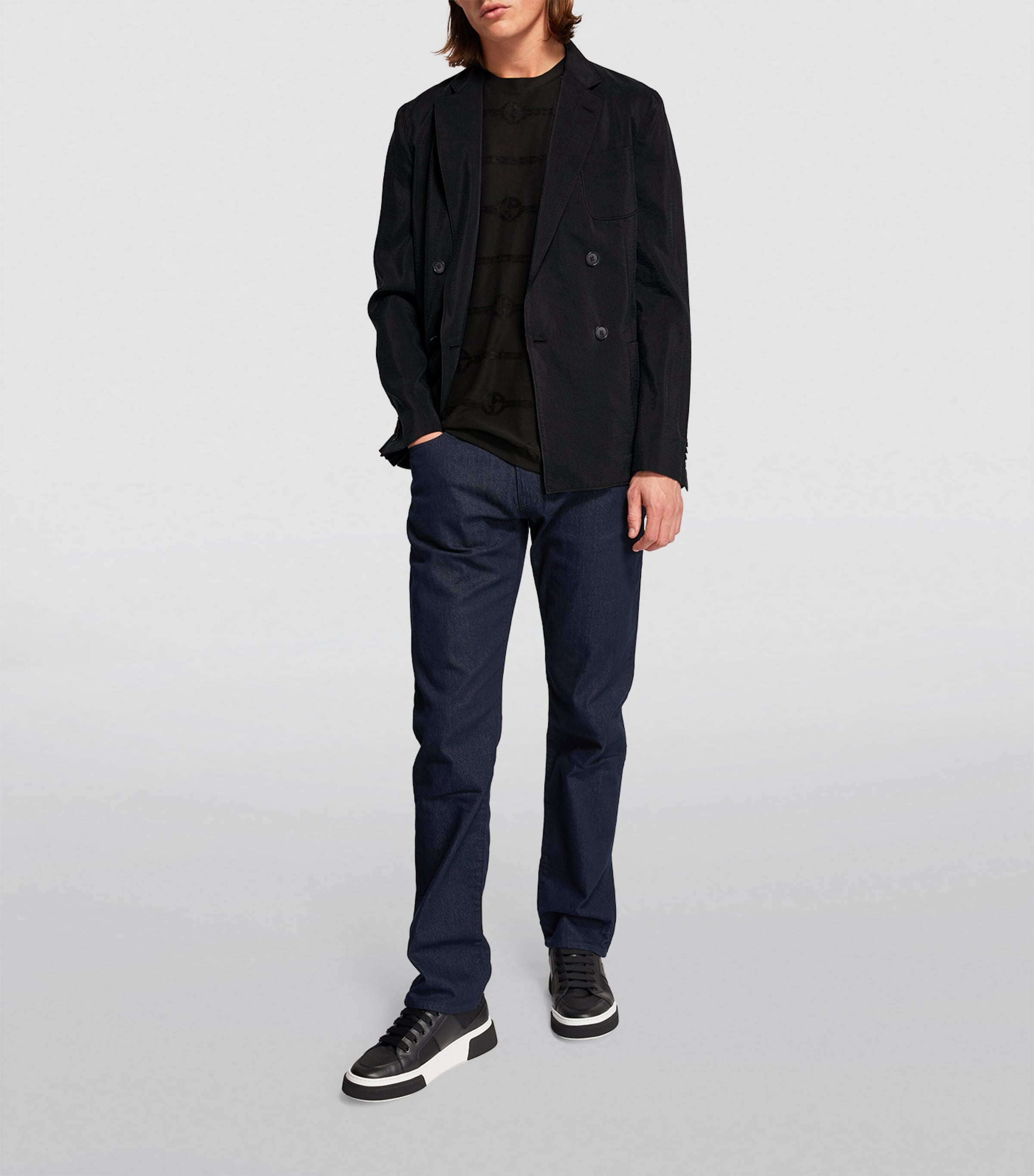 Silk-Blend Double-Breasted Blazer UBWF Image 5