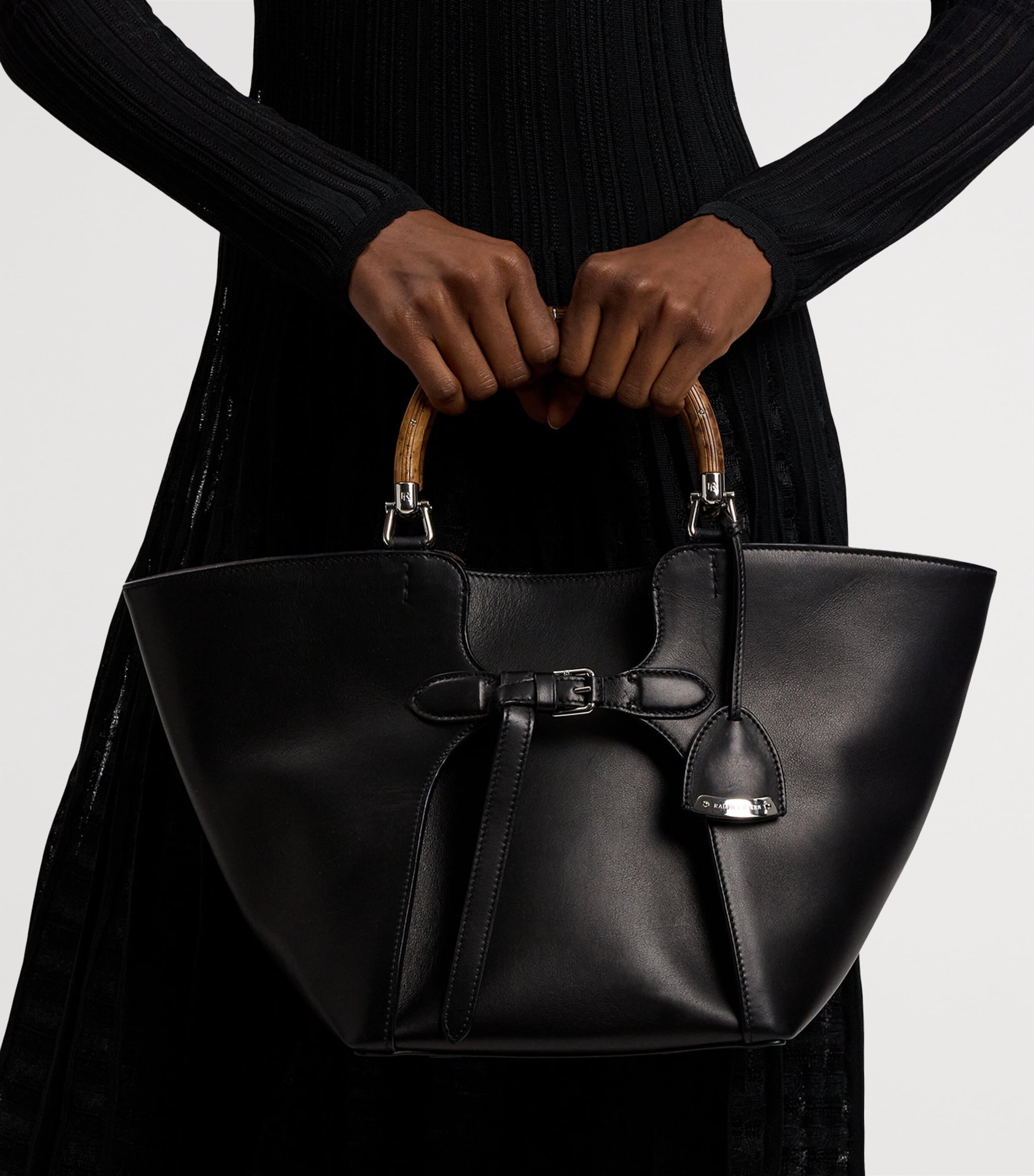 Ralph Lauren Collection Leather Ralph Tote Bag Black Image 8