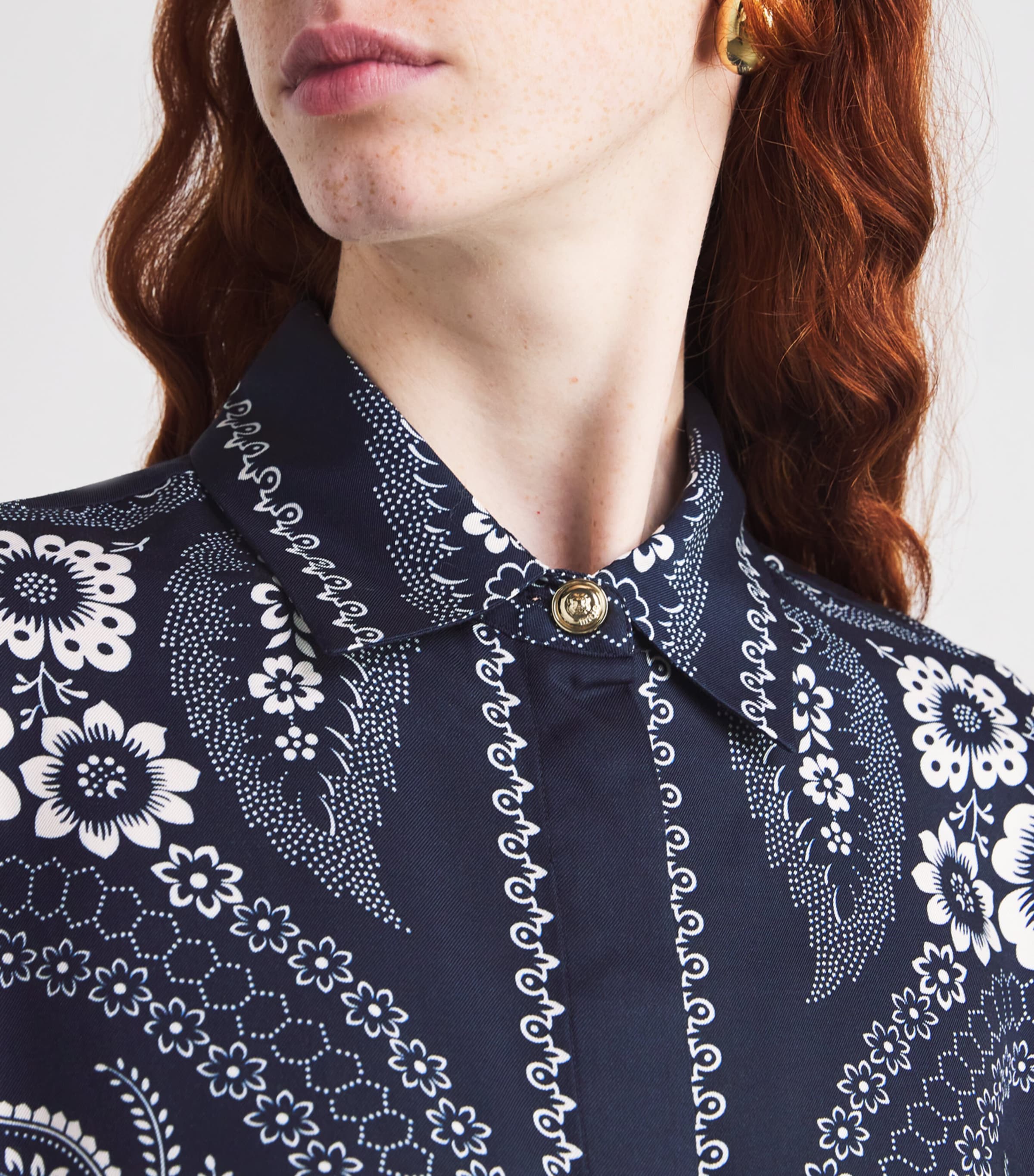 Satin Floral Print Shirt NAVY BANDANA PRINT Image 6