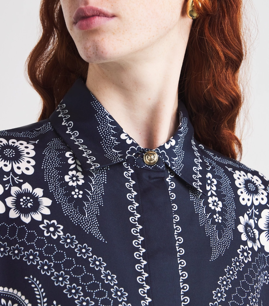 Satin Floral Print Shirt NAVY BANDANA PRINT Image 6