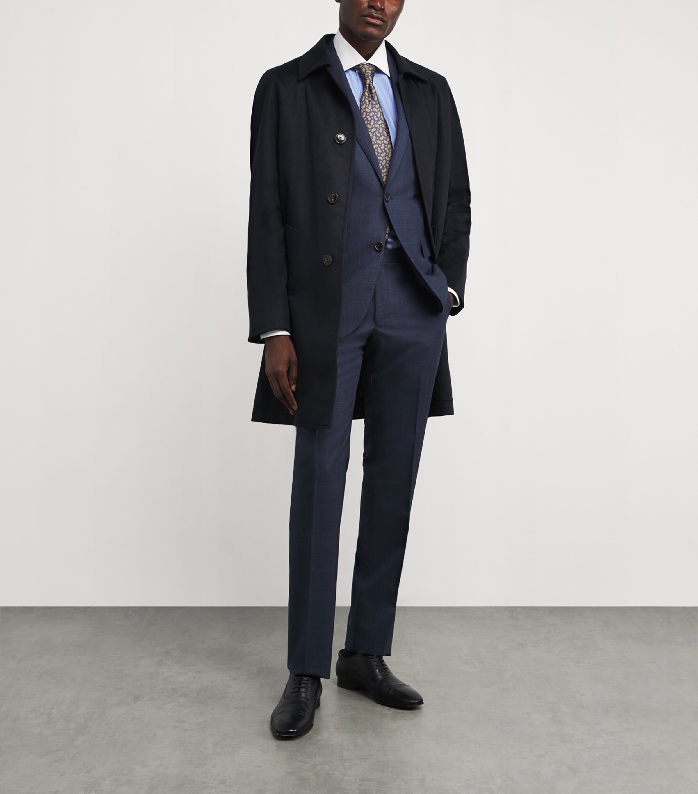 Contrast-Collar Pinstripe Shirt BLUE 005 Image 2