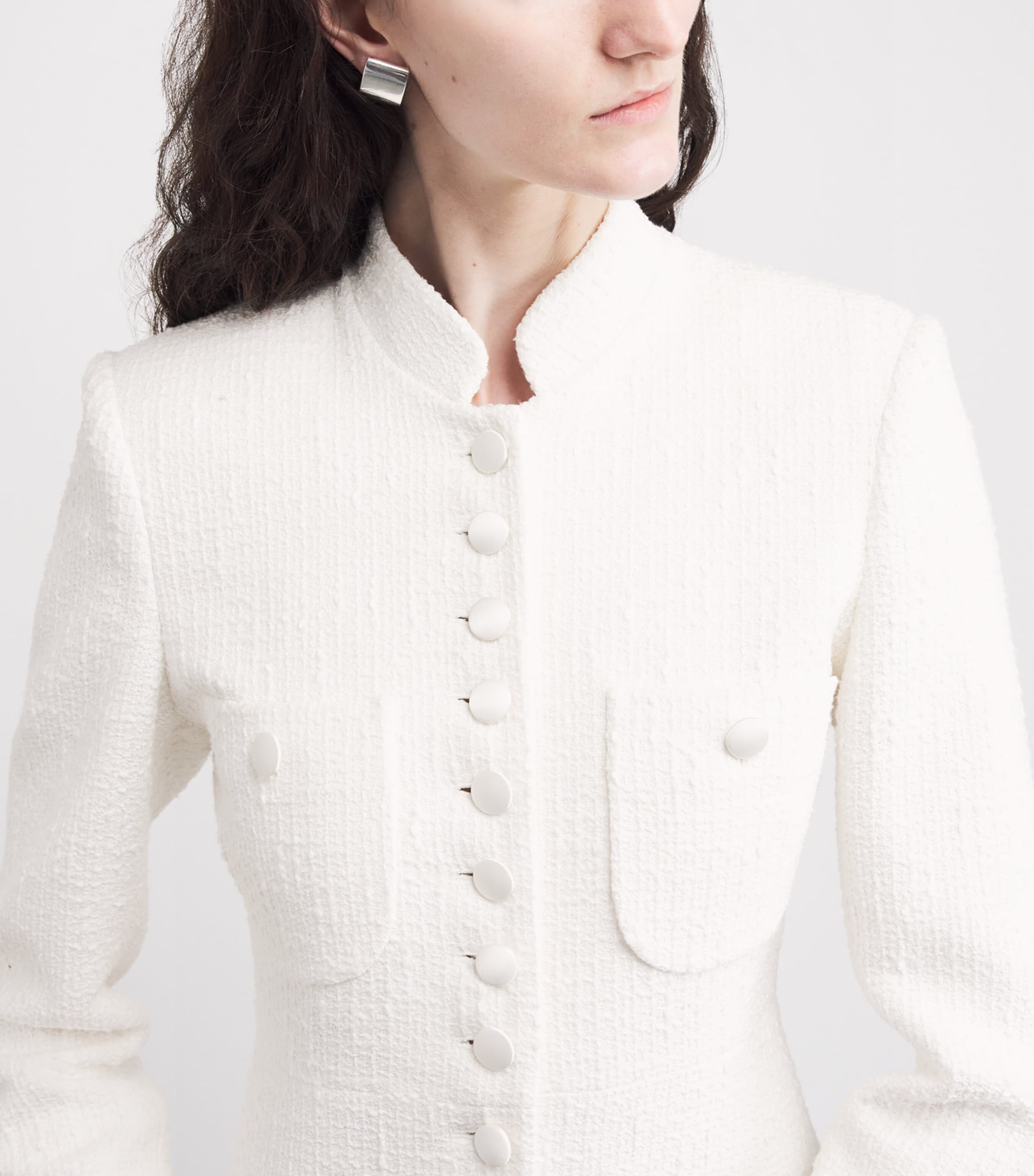 Liberowe Womens Cotton Tweed Imperial Coat White Image 3