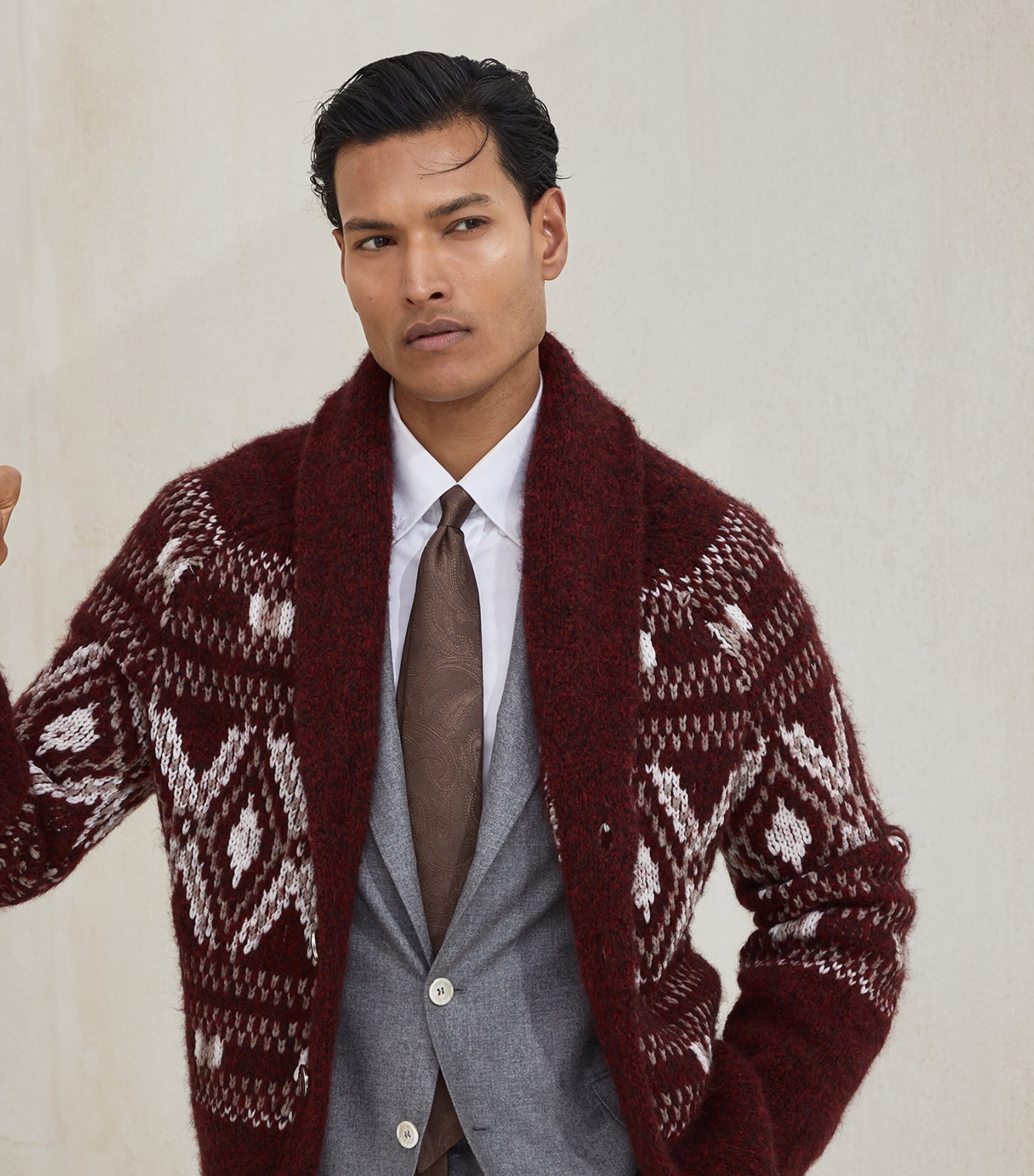 Wool-Blend Jacquard Cardigan CMA82 Image 6