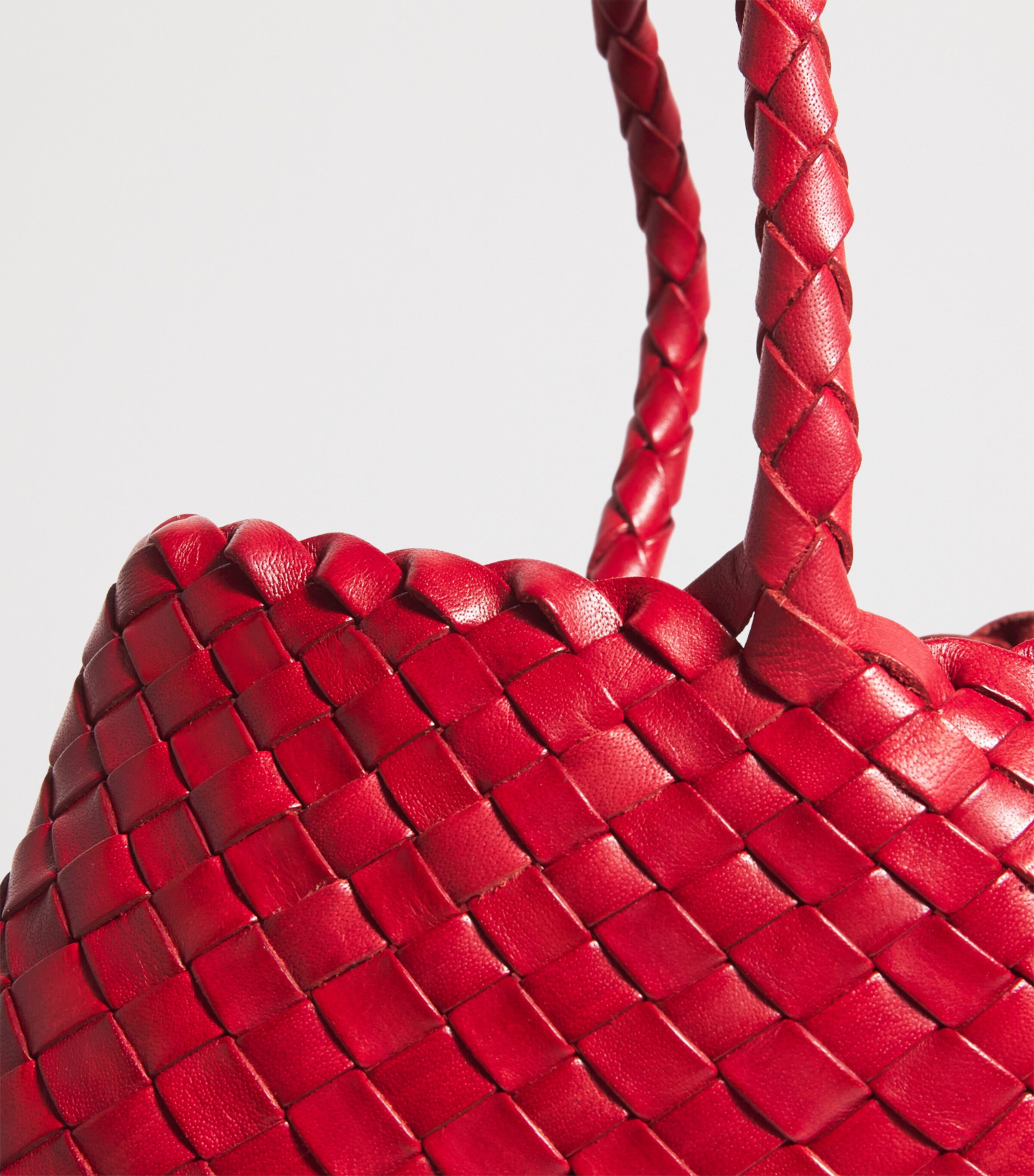 DRAGON DIFFUSION Small Leather Woven Santa Croce Tote Bag Poppy Red Image 6