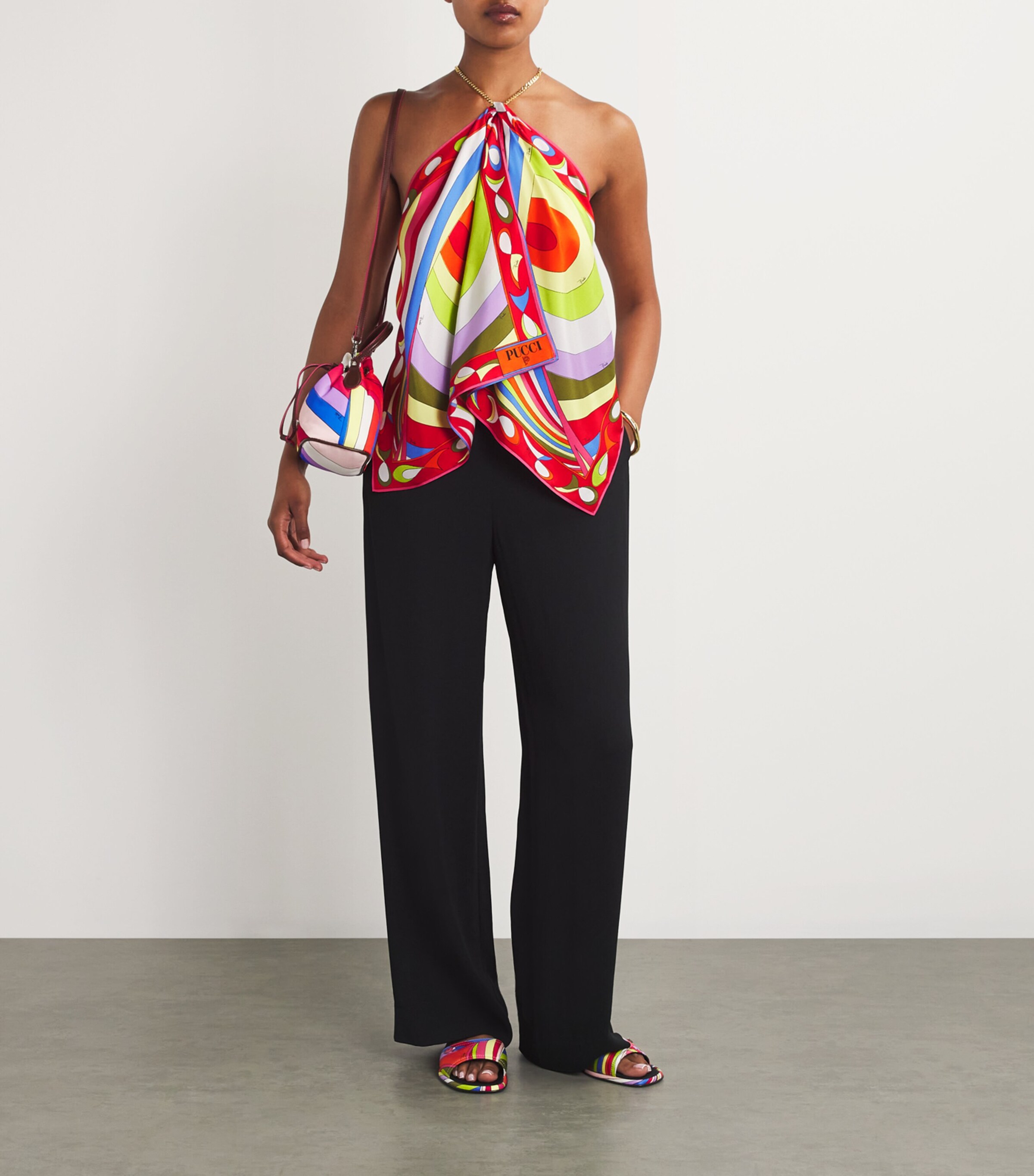 PUCCI Womens Silk Scarf Top Multicolor Image 2