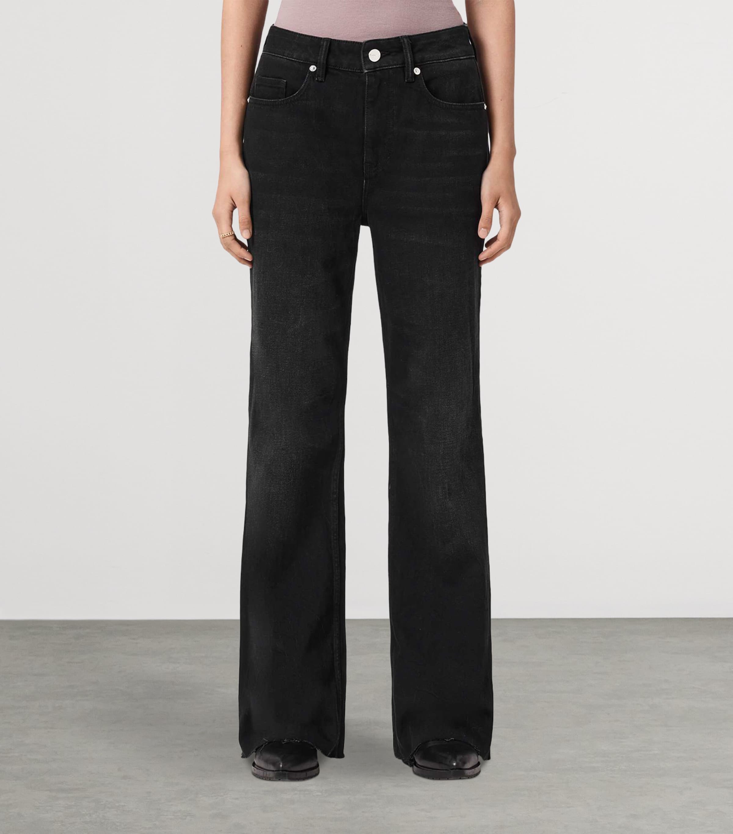 AllSaints Womens Ember Flared Jeans Washed Black Image 3