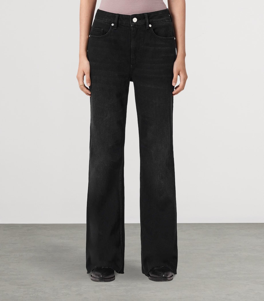 AllSaints Womens Ember Flared Jeans Washed Black Image 3