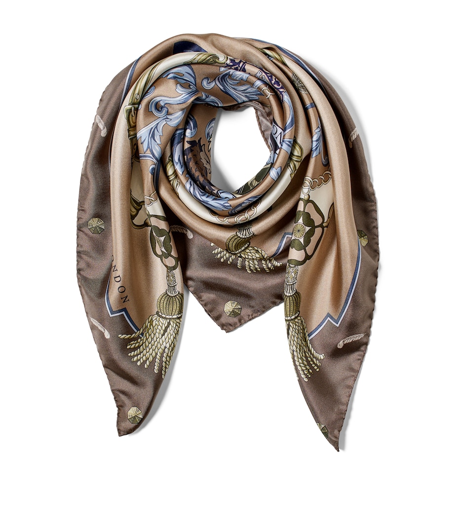 Silk Signature Printed Scarf LATTE Image 3