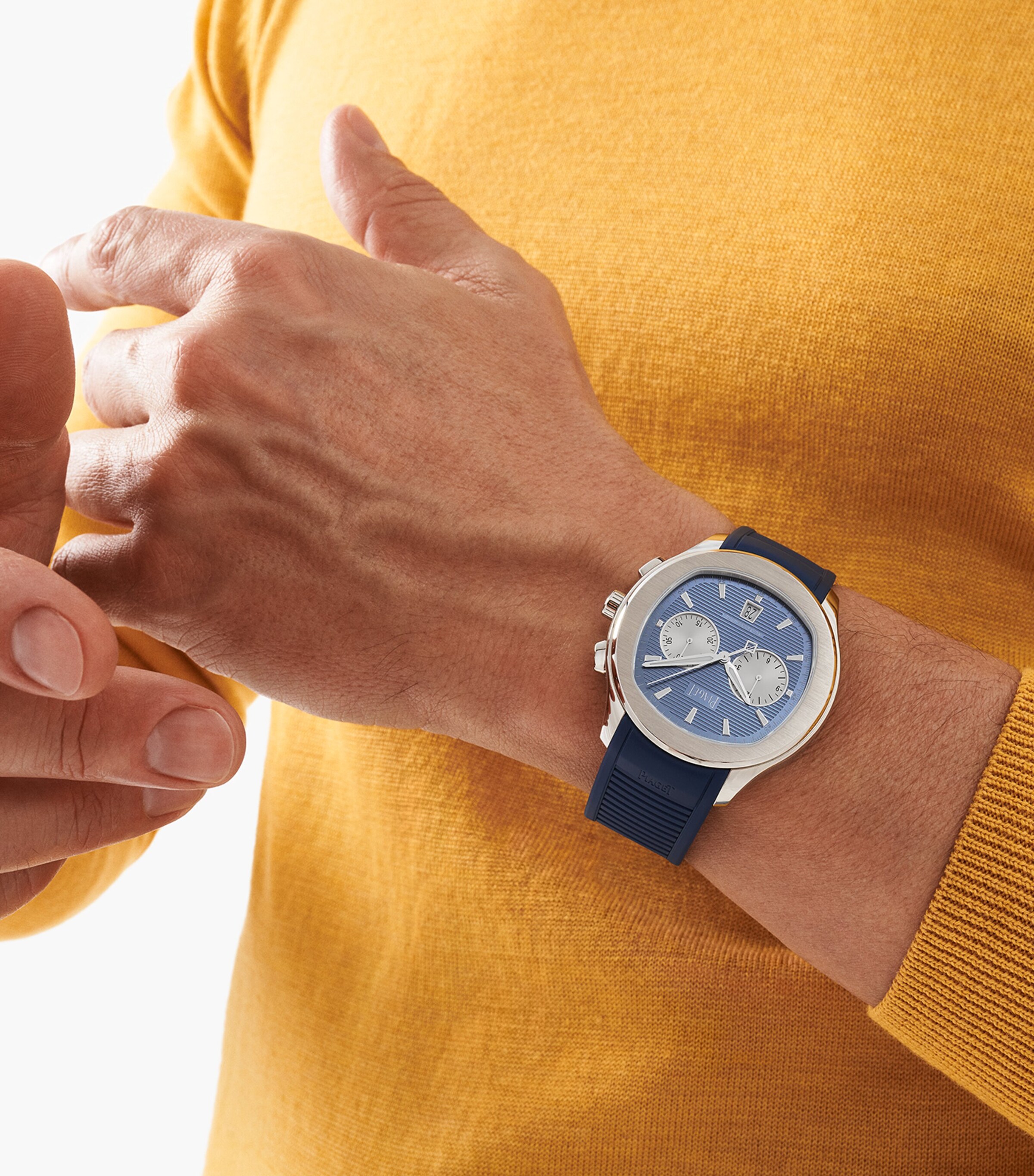 Stainless Steel Polo Chronograph Watch 42mm BLUE Image 4