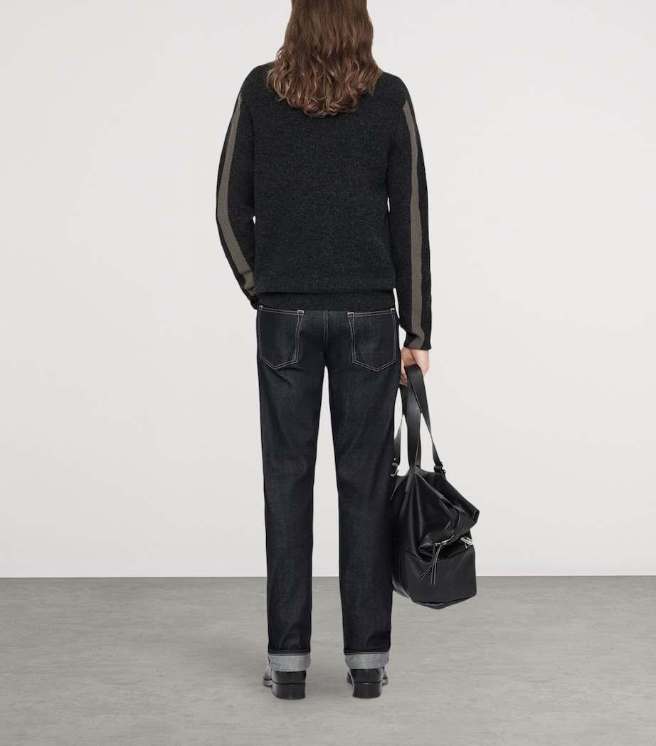 AllSaints Mens Merino Wool Hawke Sweater Charcoal Grey Image 7