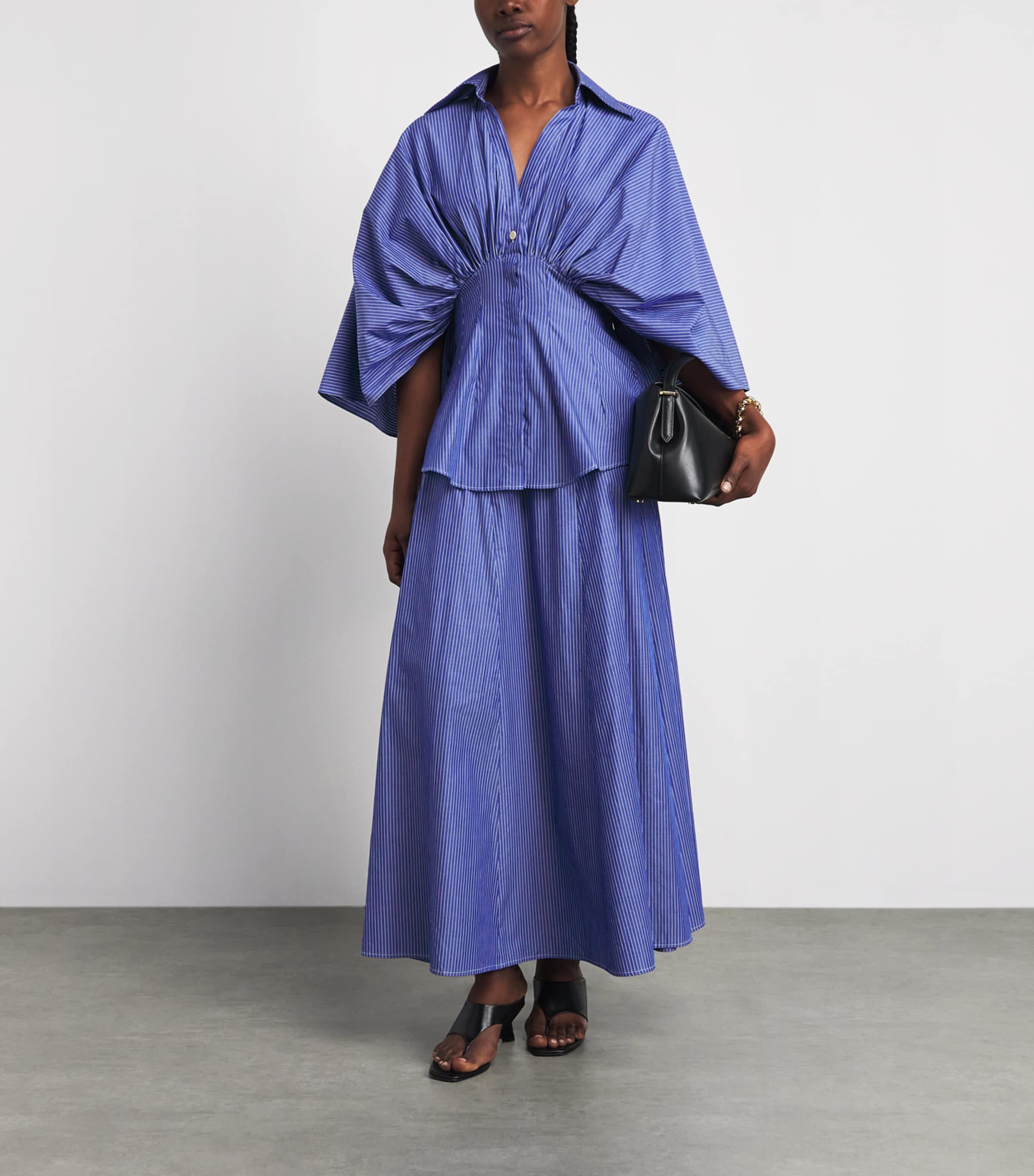 Palmer//Harding Womens Draped Resilient Shirt Blu Blu Cttn Pn Strp Image 2