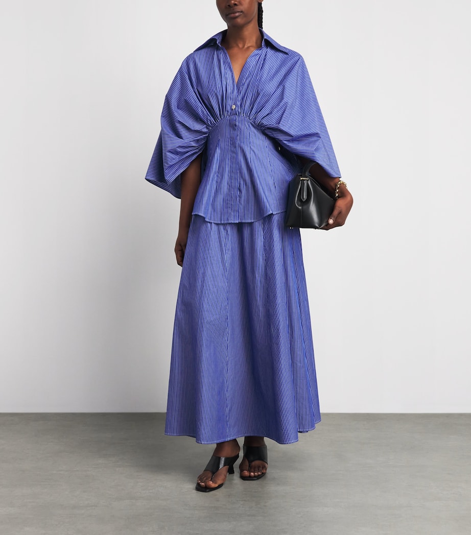 Palmer//Harding Womens Draped Resilient Shirt Blu Blu Cttn Pn Strp Image 2