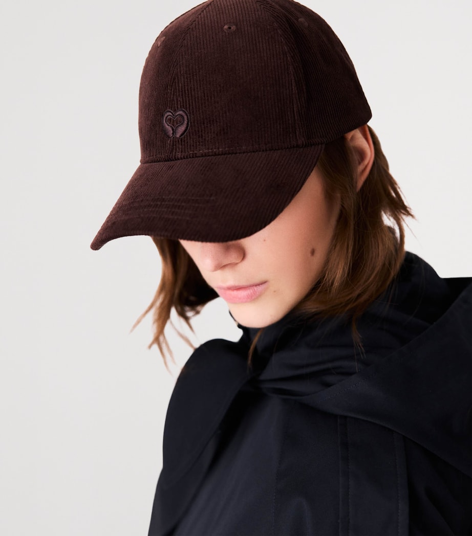 Maje Corduroy Logo Baseball Cap Dark Brown Image 8