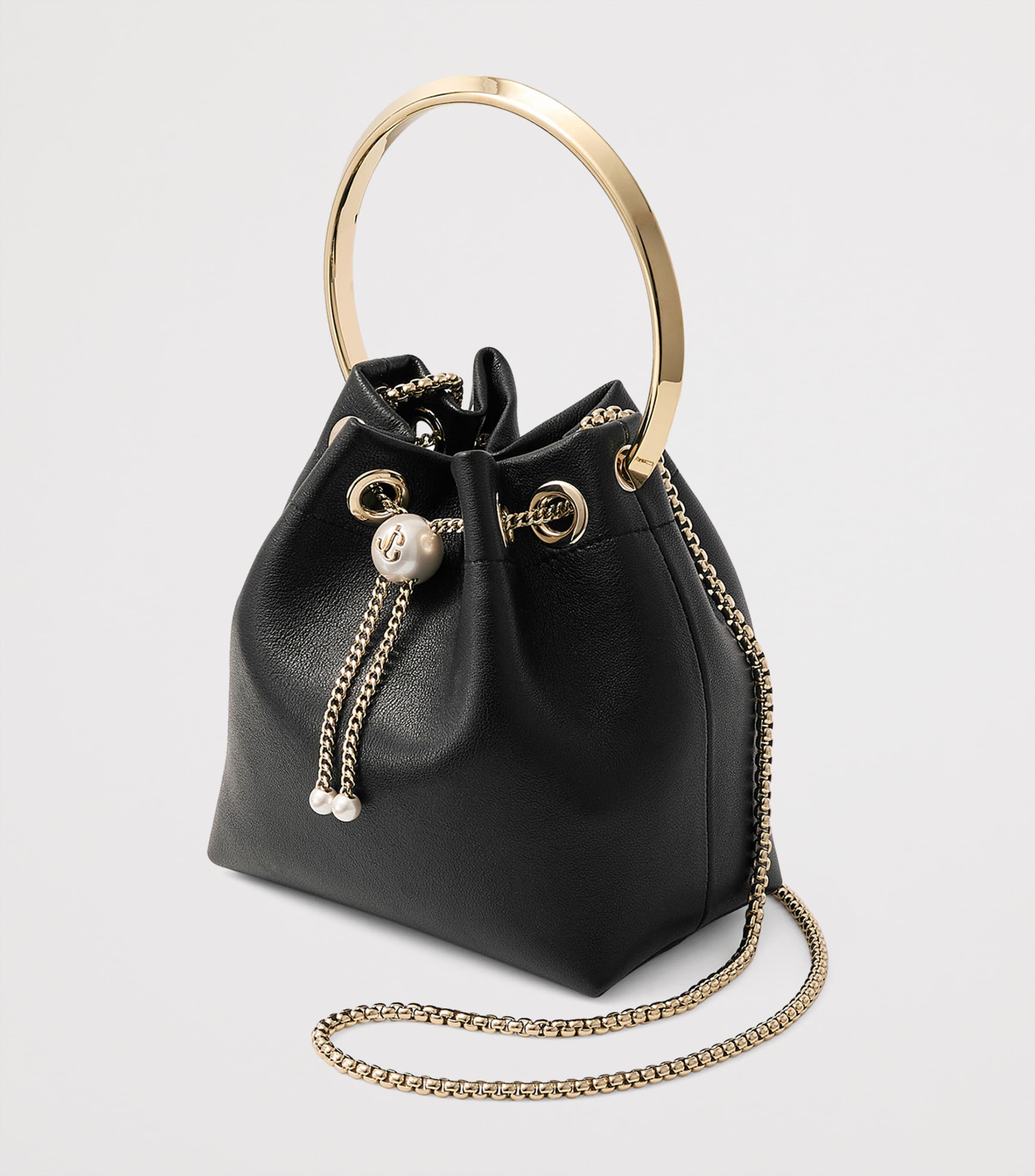 Leather Bon Bon Top-Handle Bag BLACK/LIGHT GOLD Image 2