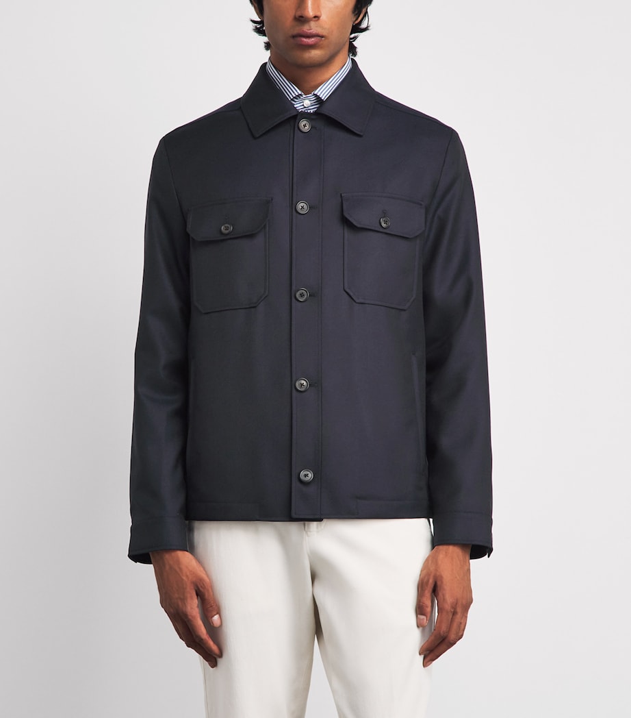 Corneliani Mens Water-Repellent Techwool Overshirt Dark Blue Image 4