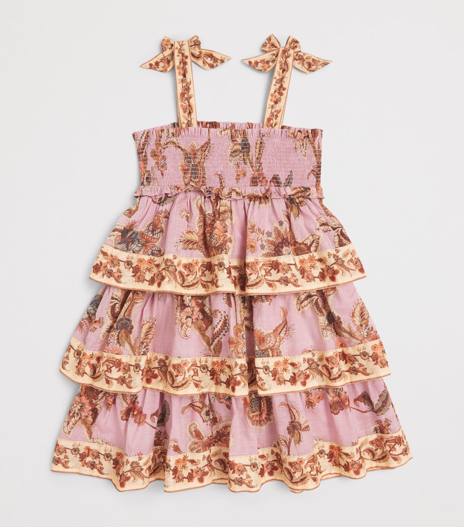 Zimmermann Kids Cotton Tiered Aster Dress (2-12 Years) Muave Jacobean Image 2