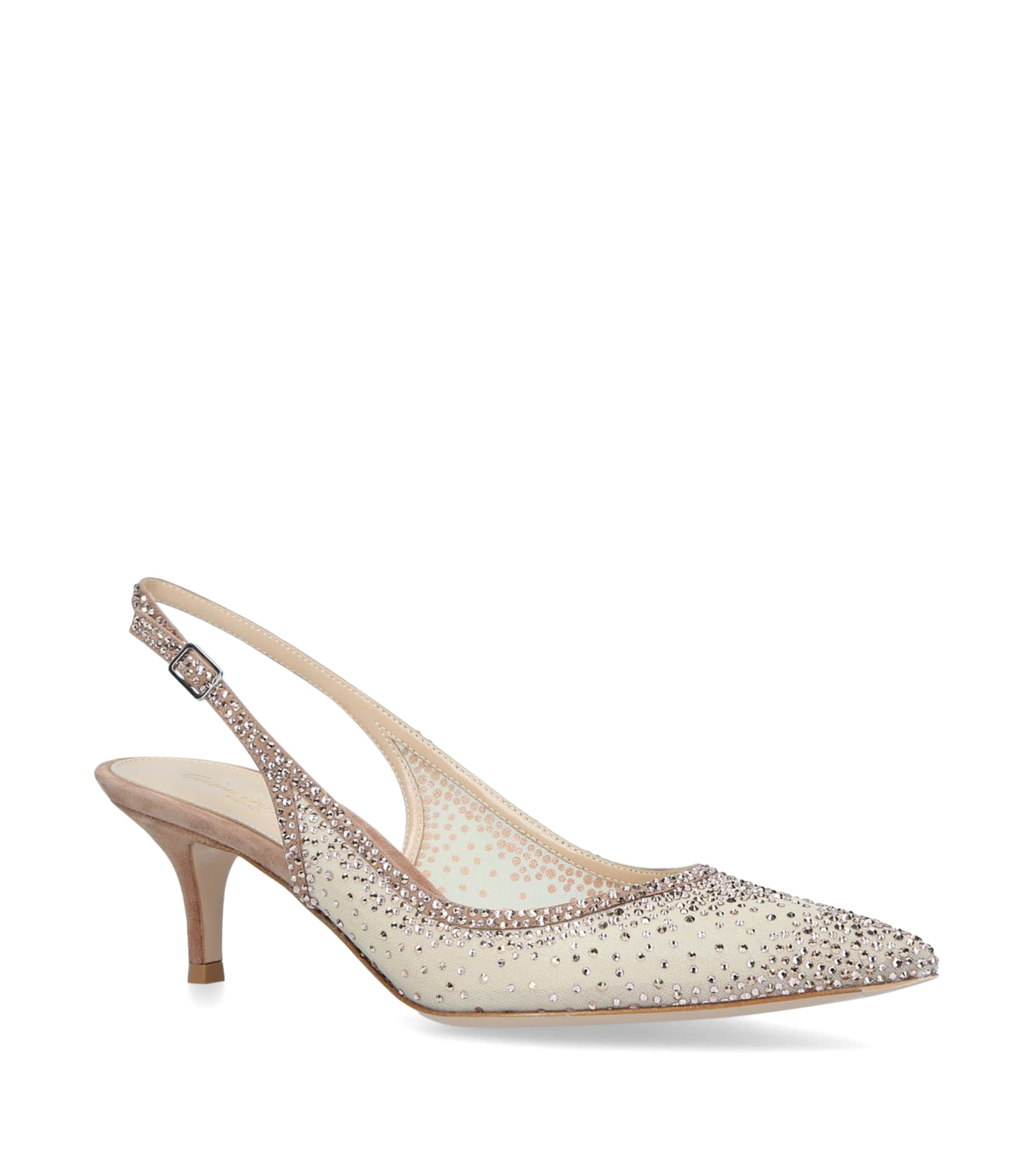 Gianvito Rossi Embellished Regina Slingback Pumps 55
