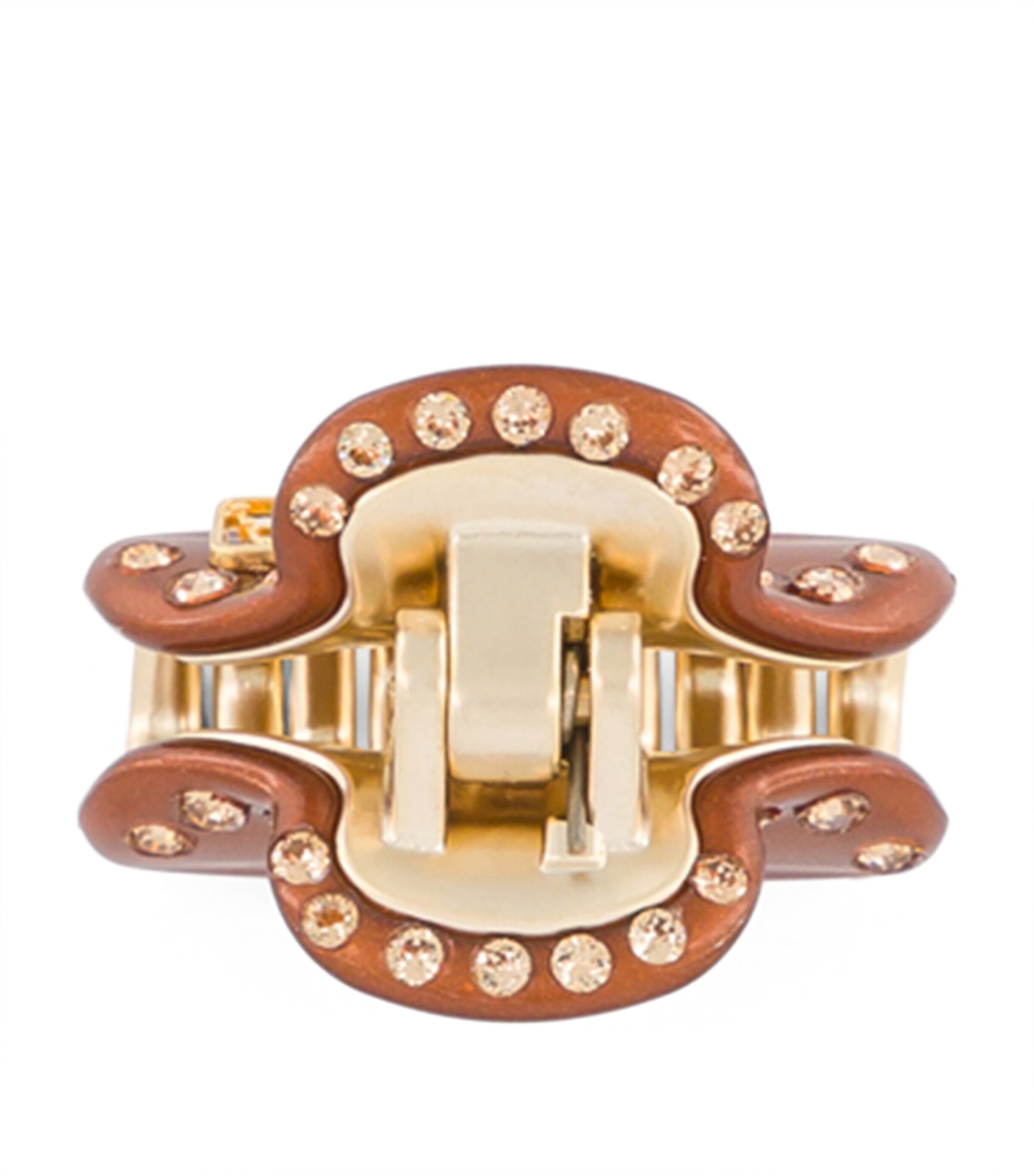 Alexandre de Paris Gold-Plated Crystal-Embellished Claw Hair Clip Pail Brun/or Image 3
