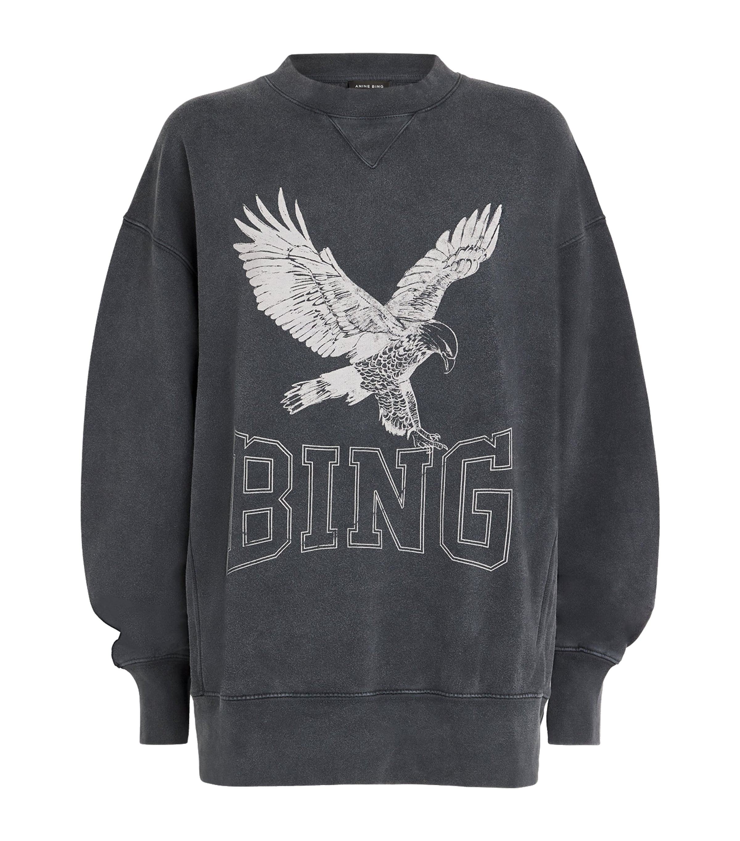 Shop Anine Bing Alto Retro Eagle Sweatshirt In Black