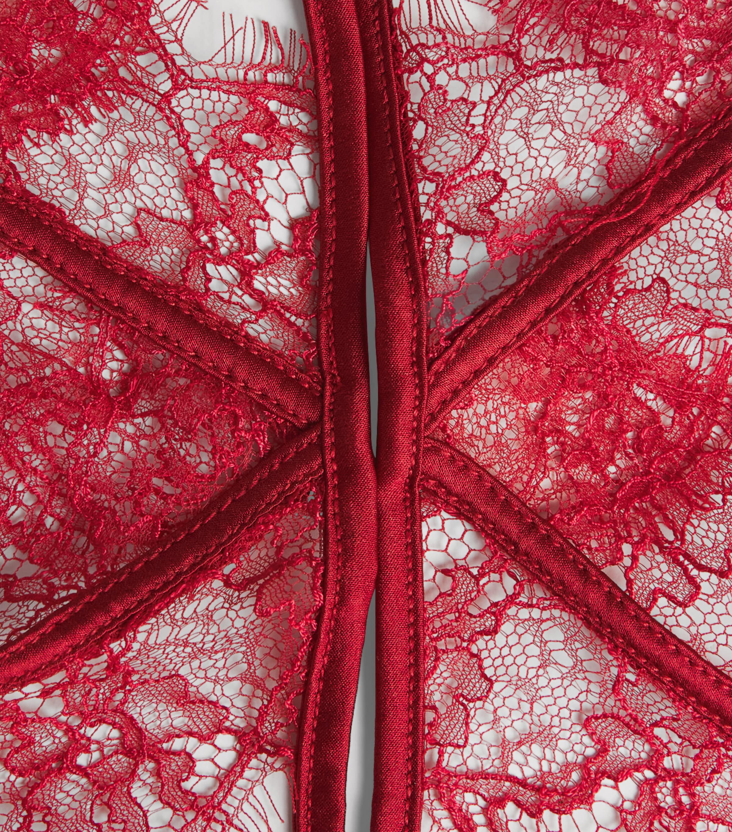 Lace-Insert Garter Belt RED 600 Image 4