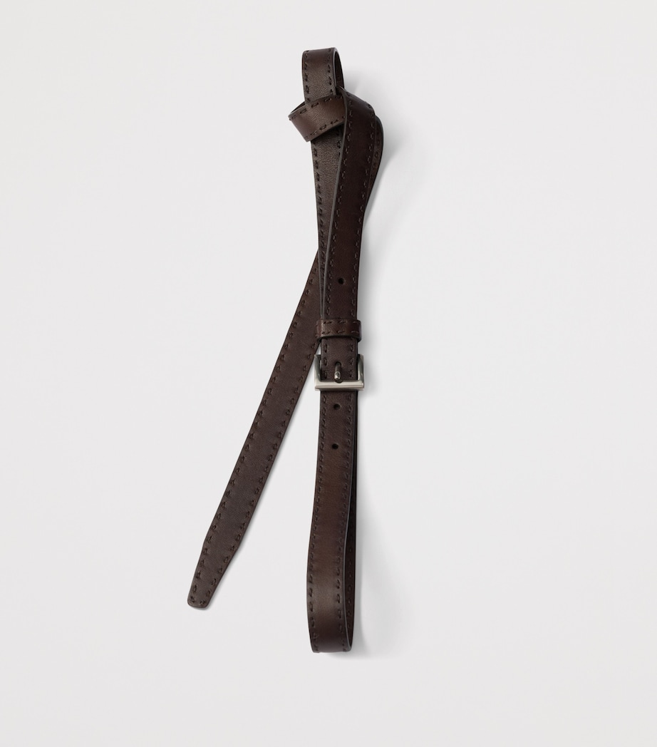 Prada Antiqued Leather Belt Brown Image 3