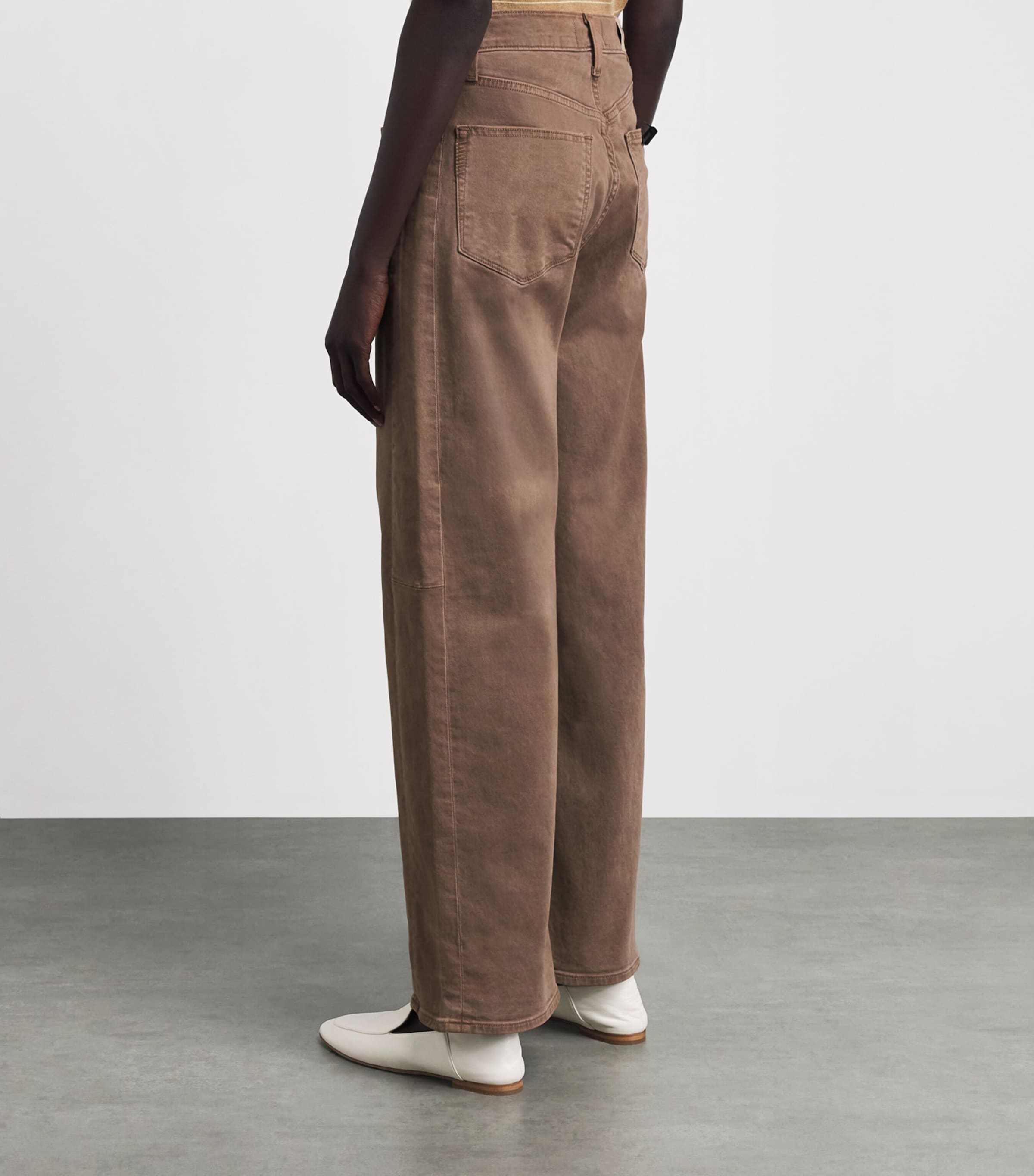 PAIGE Womens Arellia Skimmer High-Rise Wide-Leg Jeans Vintage Canewood Image 5