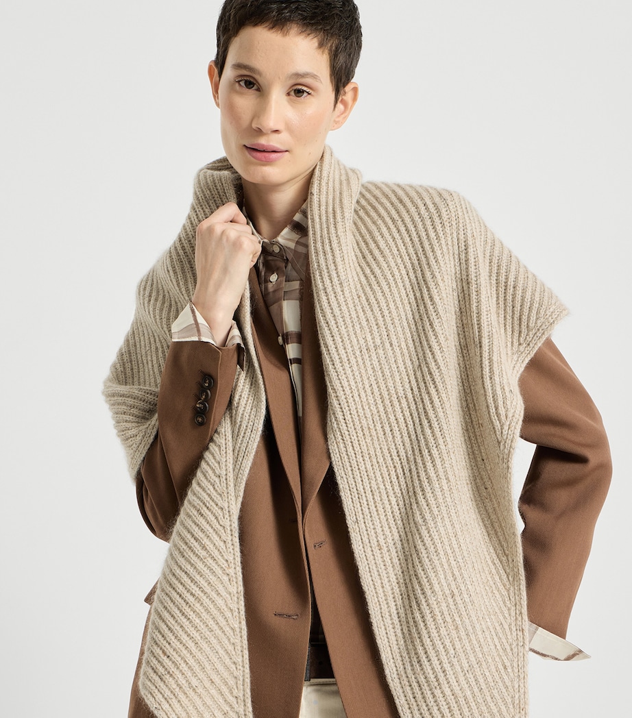 Brunello Cucinelli Cashmere-Blend Sparkling Shawl Light Beige Image 5