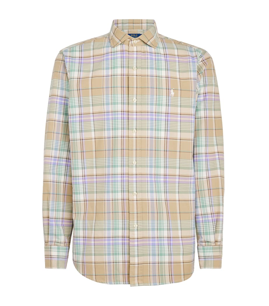 Polo Ralph Lauren Mens Cotton Check Polo Pony Shirt Khk Fd Mnt Mlt Image 1