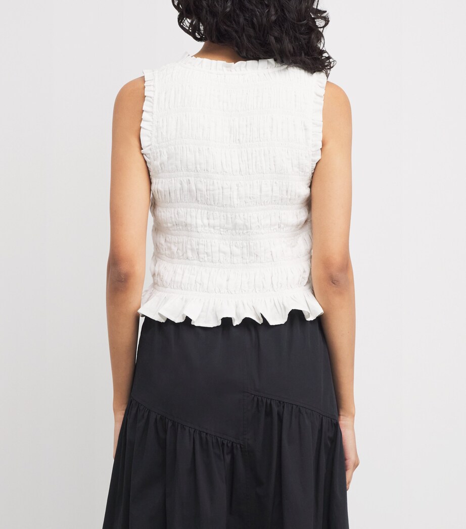 Cotton-Blend Devi Crop Top WHITE Image 4