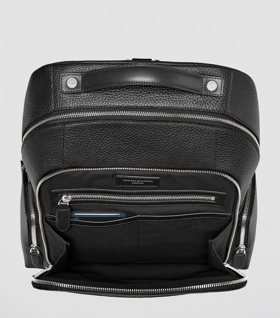 Aspinal Of London Pebble Leather Reporter Zipped Backpack Black Image 6